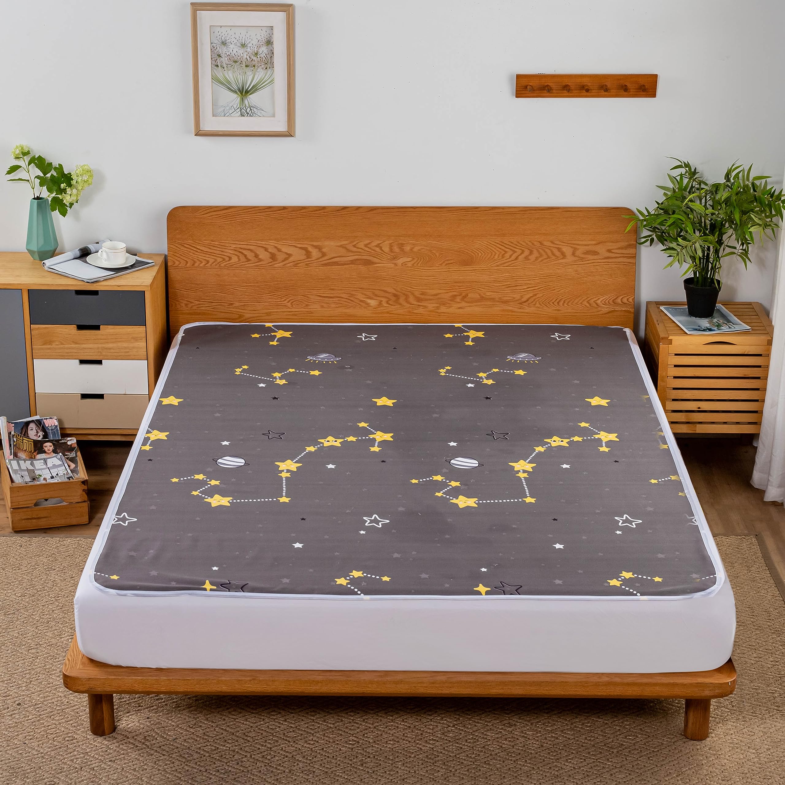WenBags Almohadilla de cama reutilizable para incontinencia, 70 x 78 pulgadas, protector de colchón impermeable grande para niños, adultos, personas mayores y mascotas (mezcla de poliéster y