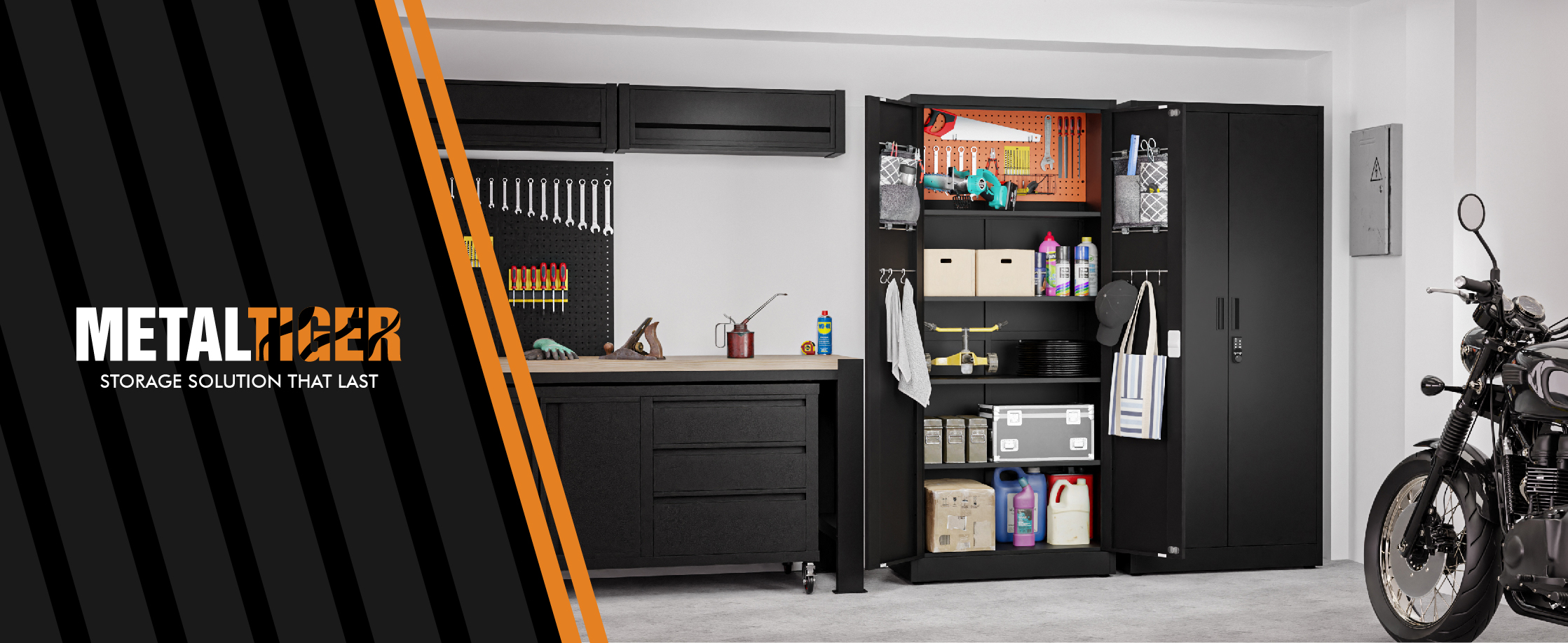 METALTIGER Locking Metal Garage Storage Cabinet with Doors and