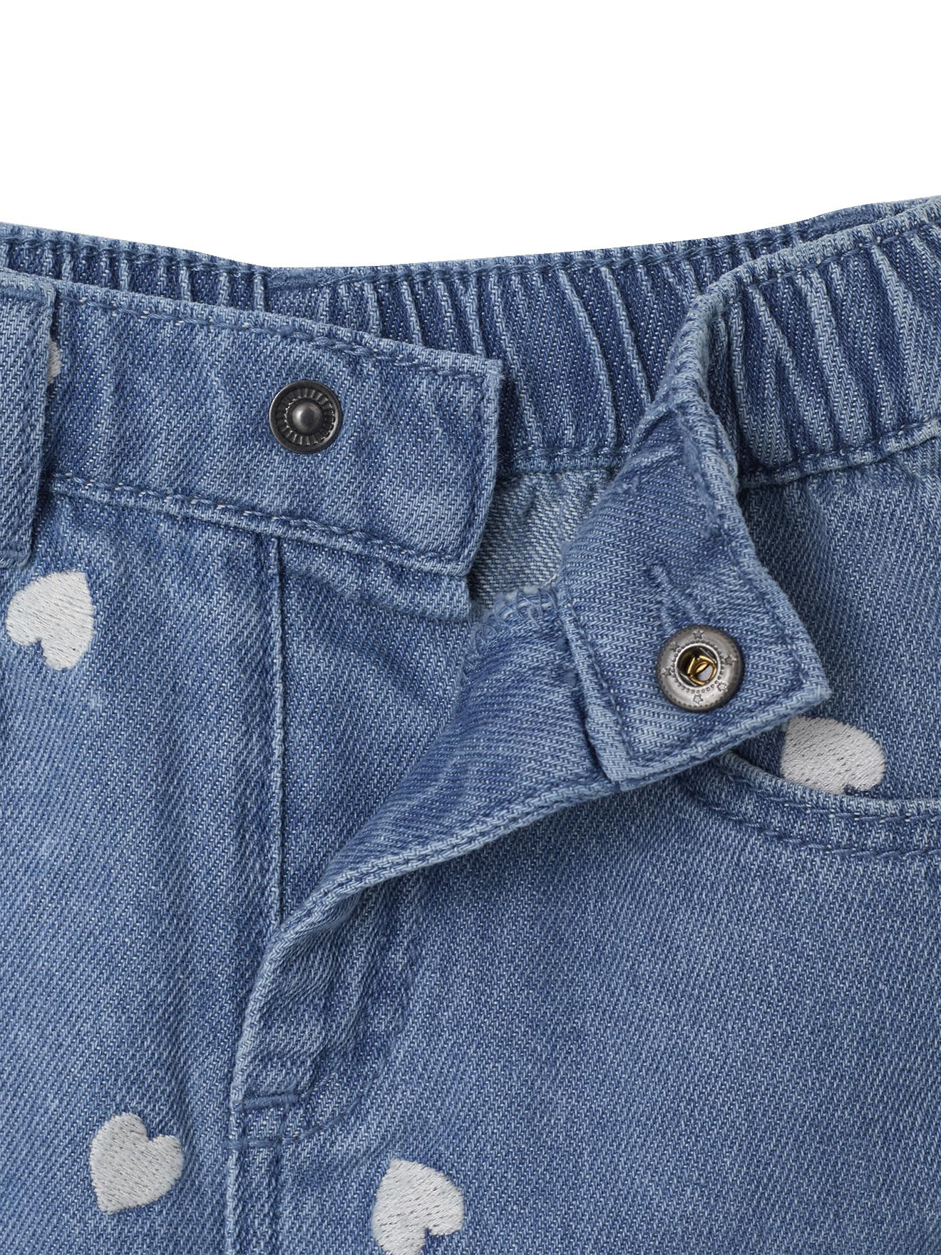 Vertbaudet Weite Baby Jeans mit Herzstickereien, Dehnbund