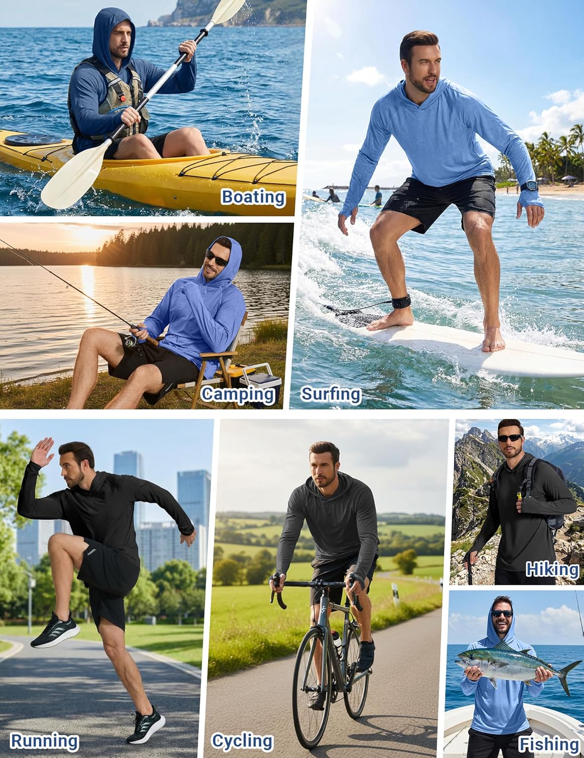 COOFANDY Men's UPF 50+ Fishing Shirt Lightweight Quick Dry UV Sun Protection Hoodie Long Sleeve SPF Hiking Running Rash Guard - Image 6