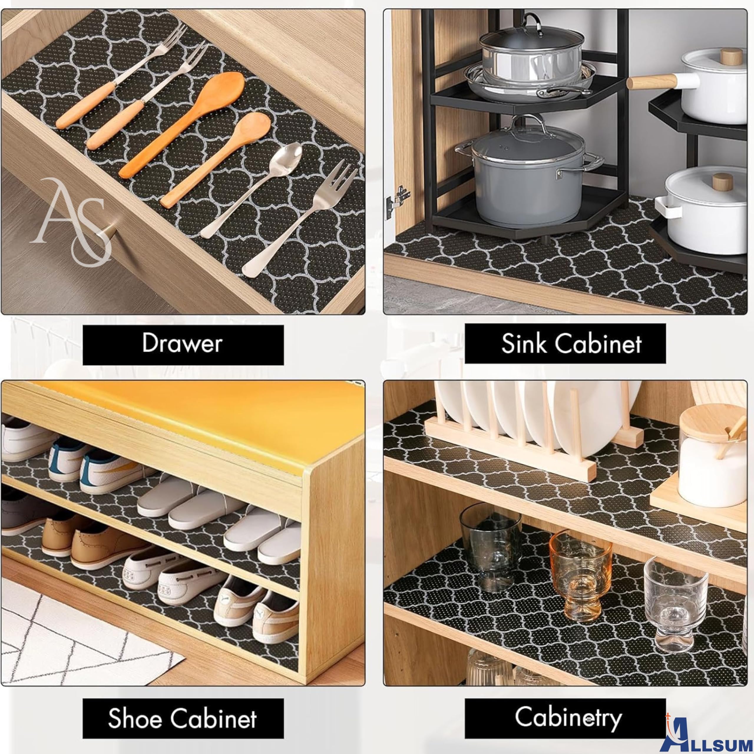 Anti-Slip Kitchen Mat, Shelf Mat Liner Sheet for Cabinet Drawer, Food Grade Multipurpose Washable Fridge Mat, Drawer Mat, Oil-Proof Shelf Paper for Kitchen Cabinets, Refrigerator, Desks (45x500cm) 2