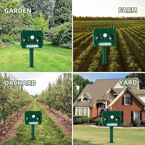 Miniatura 6 de 2 Pack Solar Ultrasonic Animal Repeller Outdoor to Repel Cat Deer Skunk Raccoon Rabbit Squirel Dog for Yard, Waterproof Animal Deterrent with Motion