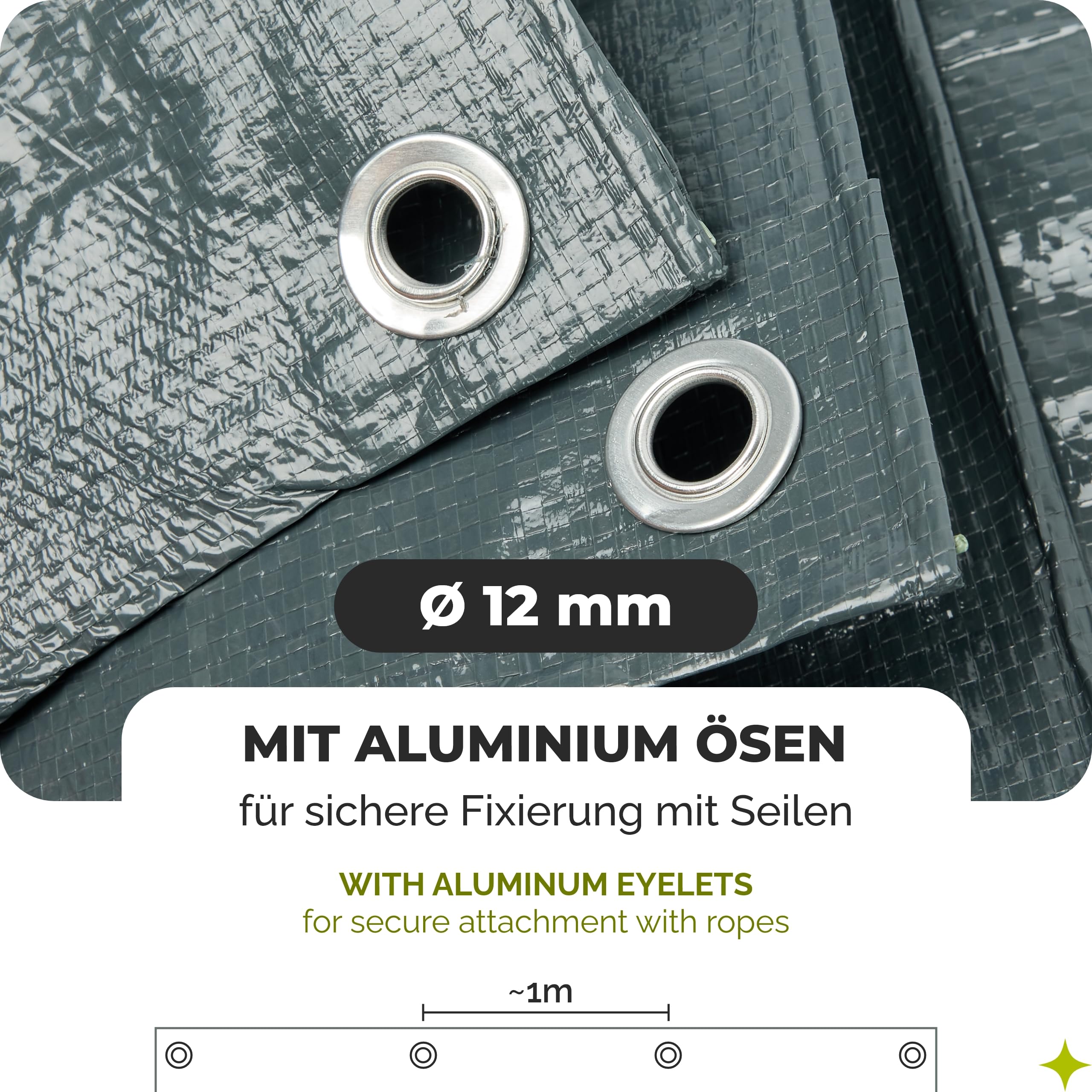 Garronda Bâche de Protection Exterieur Imperméable 3x3 m 120g/m² GD-0162 | Bâche à Oeillets, Tres Résistante, PP Tissé, Réutilisable, Anti-UV pour Bois Jardin Camping Remorque Voiture Piscine Chantier
