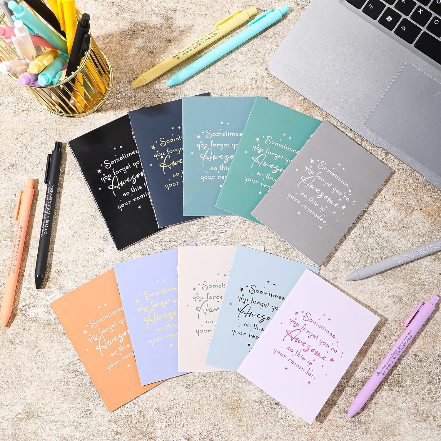 Harloon 100 Pcs Employee Appreciation Gifts Thank You Gifts Bulk Inspirational Notepads Ballpoint Pens Mini Motivational Notebooks for Volunteer Teachers Staff Coworker Team Office(You Are Awesome)