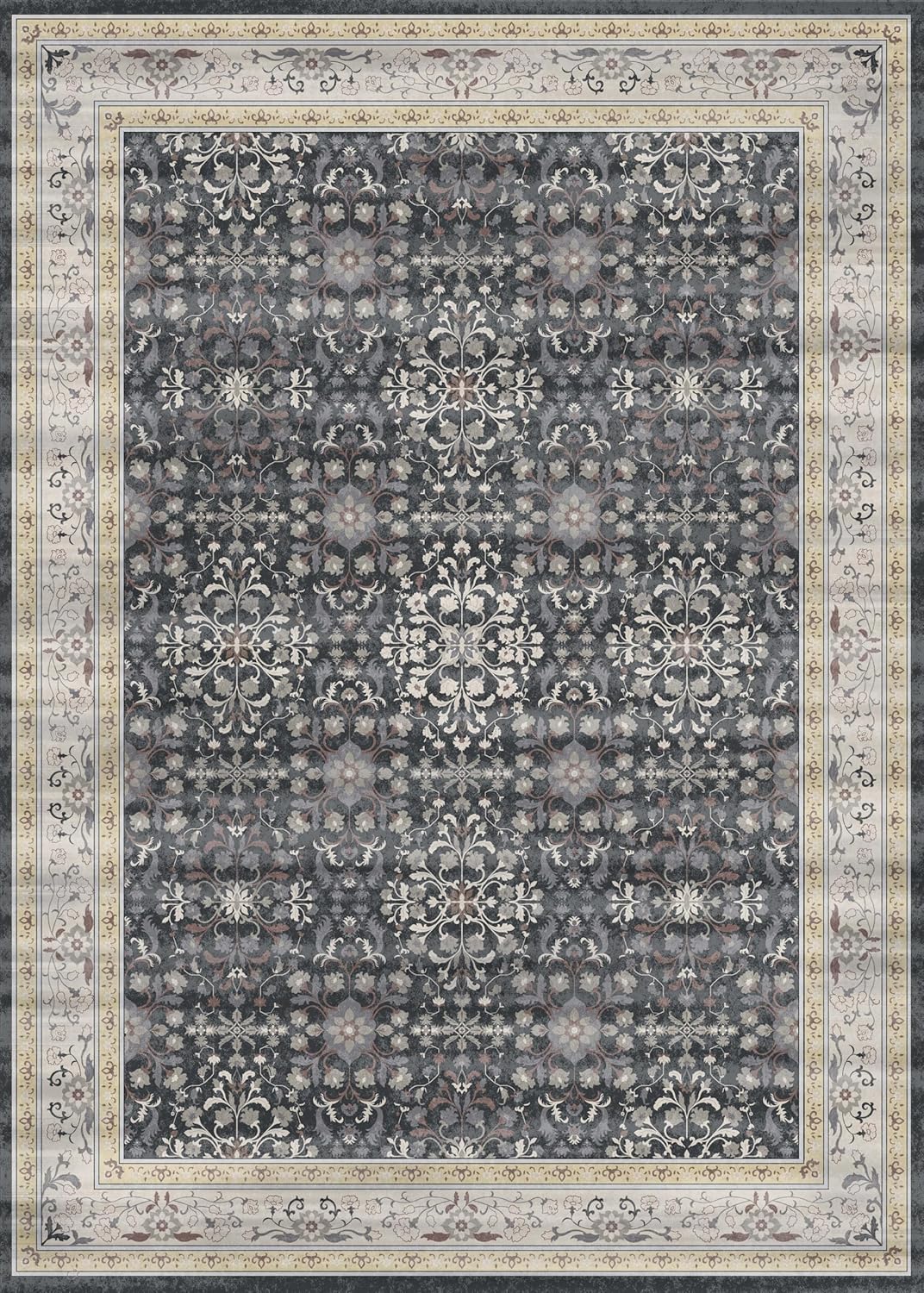 5x7 Black & Gold Area Rug - Stain-Resistant Indoor Carpet for Living Room & Bedroom - Ultra Soft Waterproof Design - Pet-Friendly Non-Slip Rug