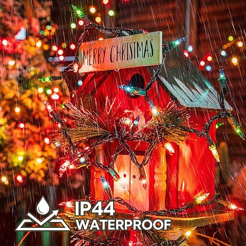 Miniatura 4 de YOUNGAR Paquete de 2 luces de Navidad transparentes, 100 bombillas incandescentes de 23 pies, luces de Navidad al aire libre para árbol de Navidad,