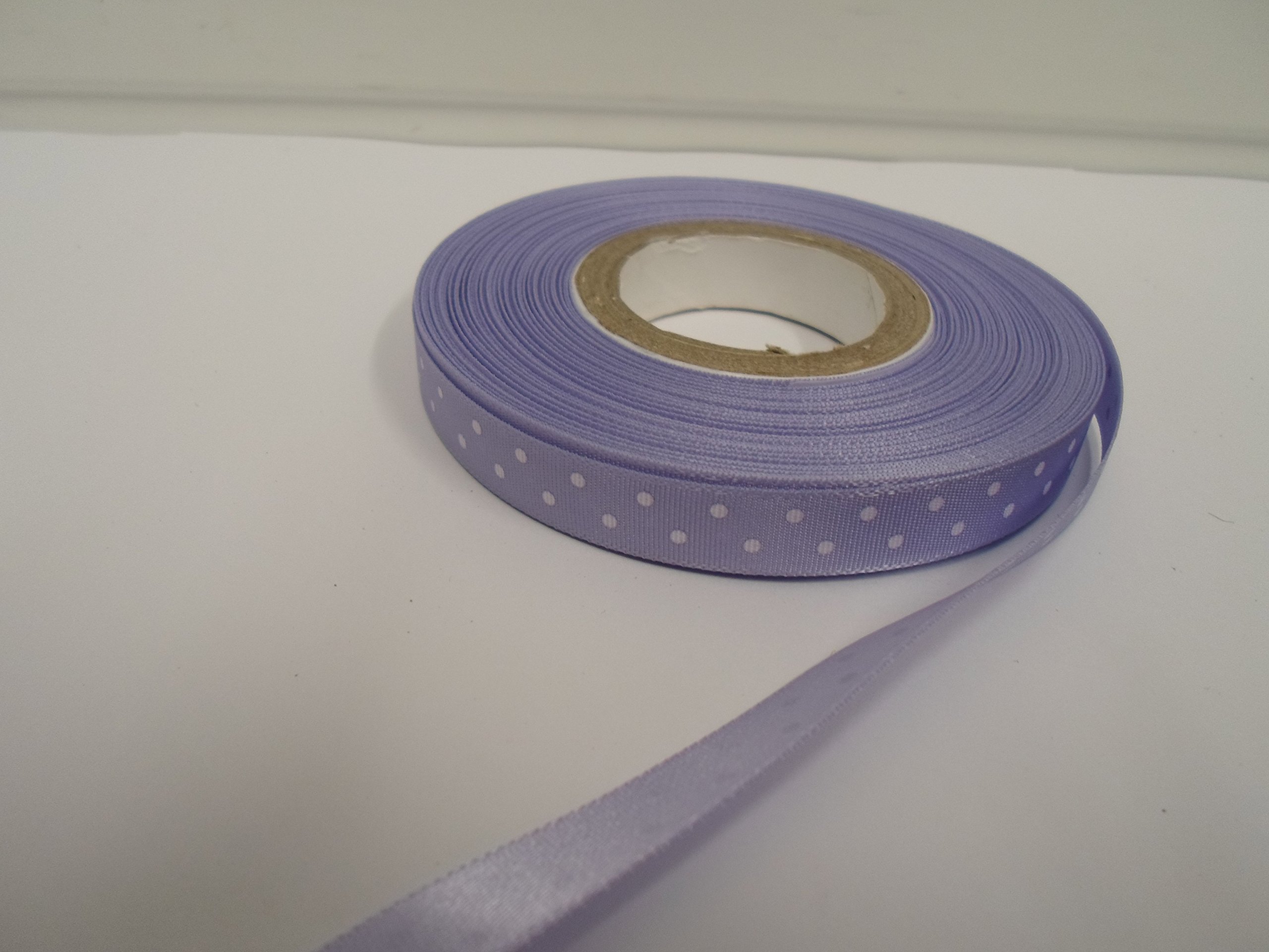 Beautiful Ribbon Lilac 2 Metres (Cut From Reel) X 10Mm Polka Dot Satin Ribbon Purple With White Spots Dots