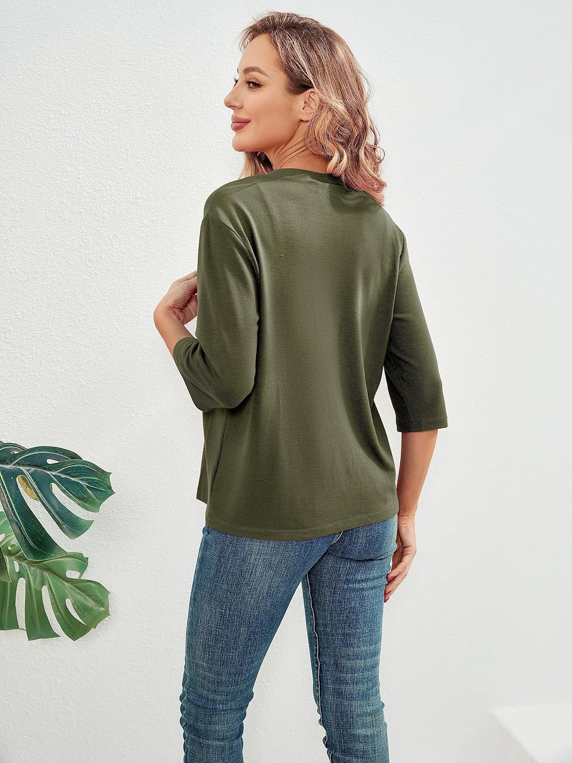 BENANCY Women 3/4 Sleeves Bolero Shrugs Open Front Lightweight Cardigan - Image 6