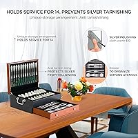 Vista 2 de boldworks Caja de Almacenamiento para Cubiertos Caja para Cubiertos de Plata con Tapa a Prueba de Manchas Forrada de Feltro con Partición y Cajón