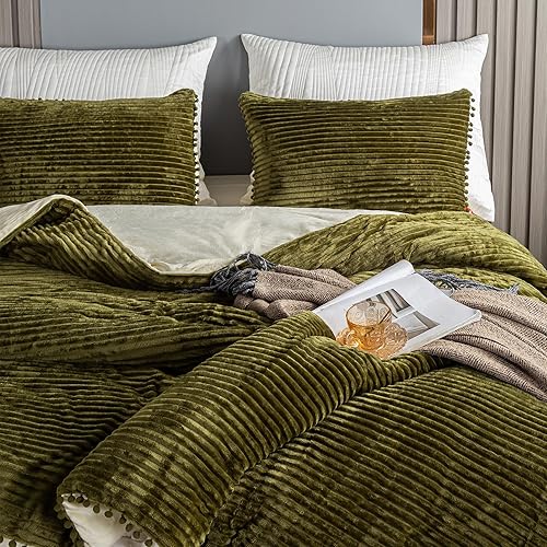 Miniatura 8 de Juego de edredón reversible de gran tamaño Cal King, 3 piezas con flecos de bola, juego de edredón de terciopelo a rayas negras de 120 x 120