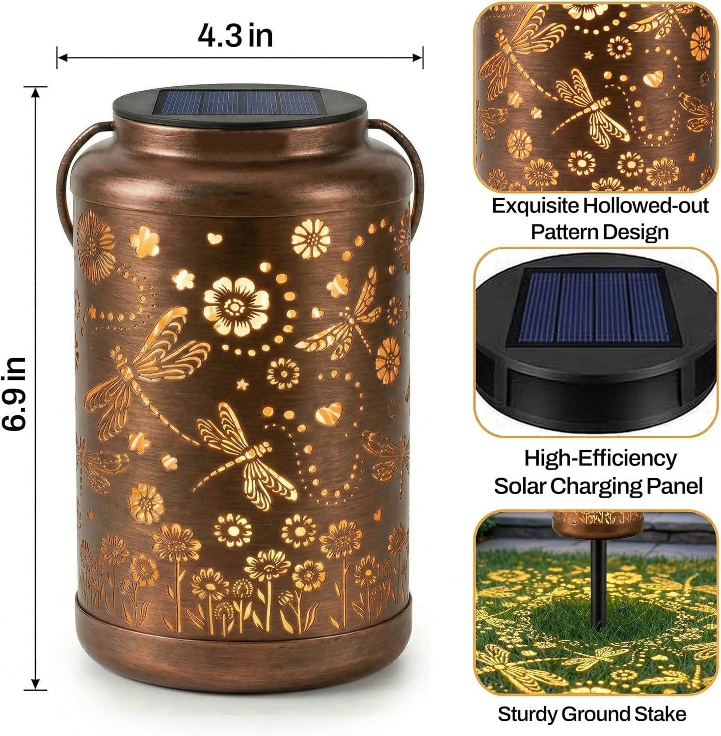Dragonfly Solar Lanterns Outdoor Waterproof with Ground Stake - Unique Gifts for Women Mom, Mothers Day Gifts - Birthday for Women,House Warming Gift New Home - for Garden Patio Yard Porch Lawn