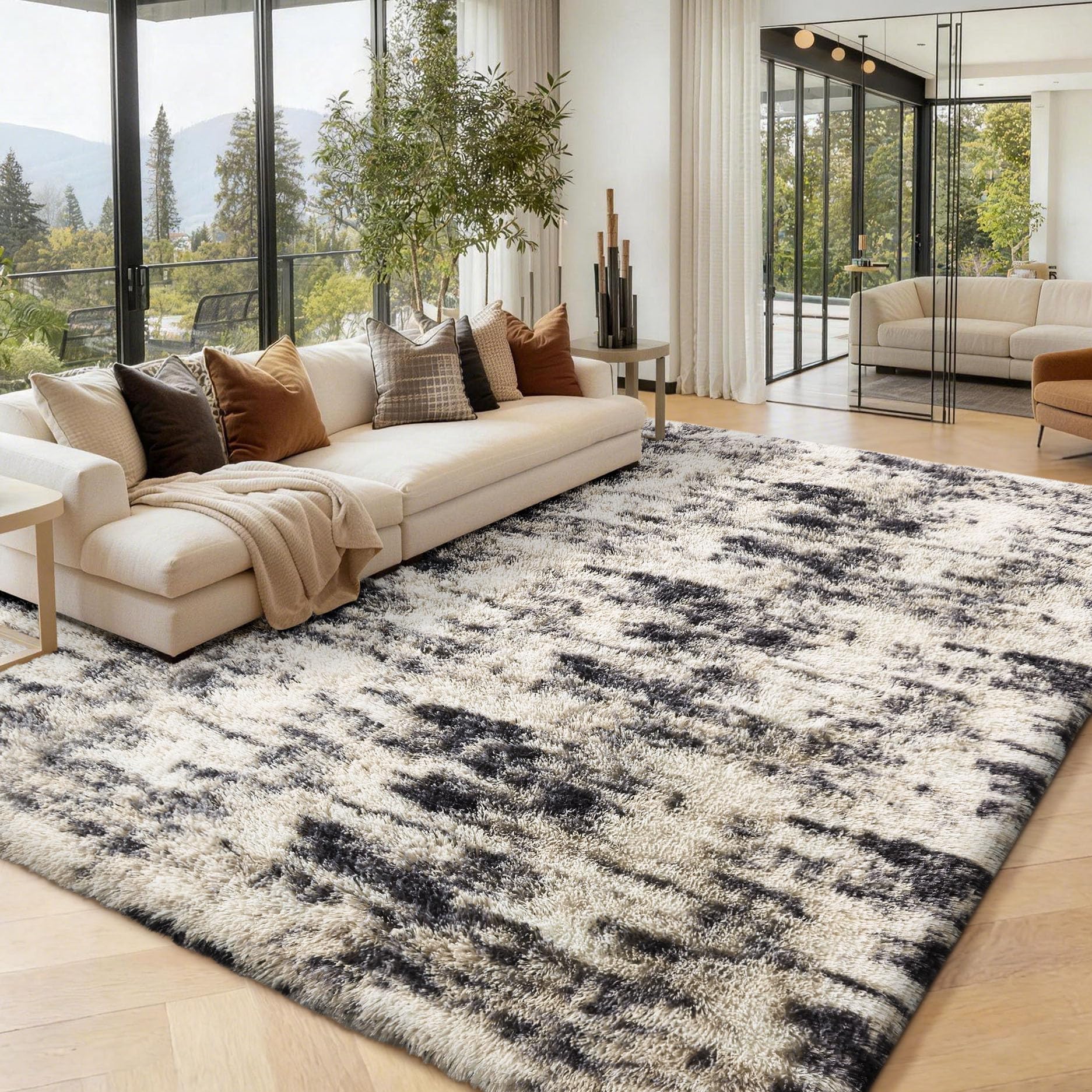 Homaxy Fluffy Rugs Living Room High Pile Washable Area Rugs, 120x160 cm