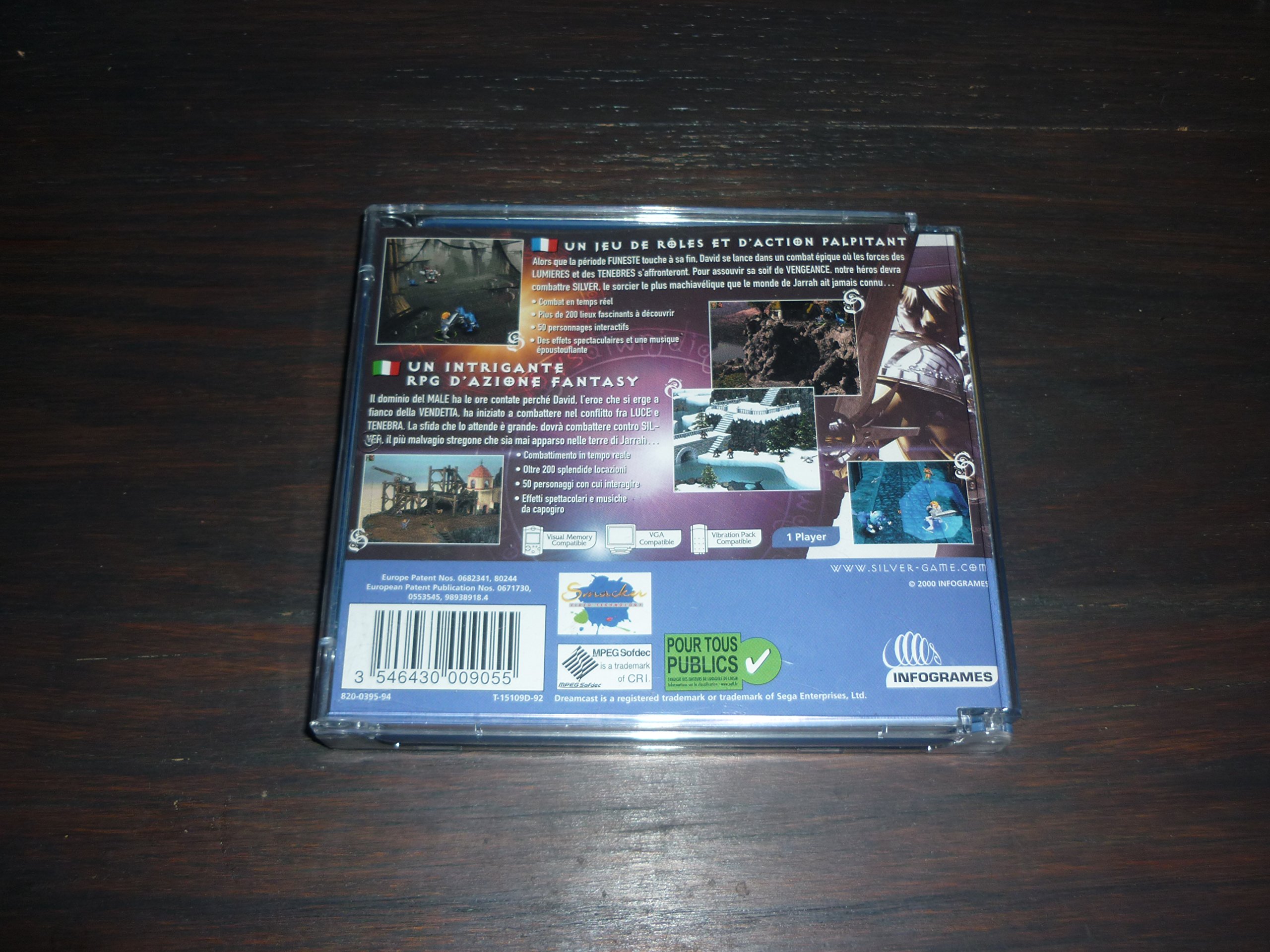 Jaquette Arrière Officielle Du Jeu Sega Dreamcast Silver - Version Allemande, Bon état, Pour Collectionneurs