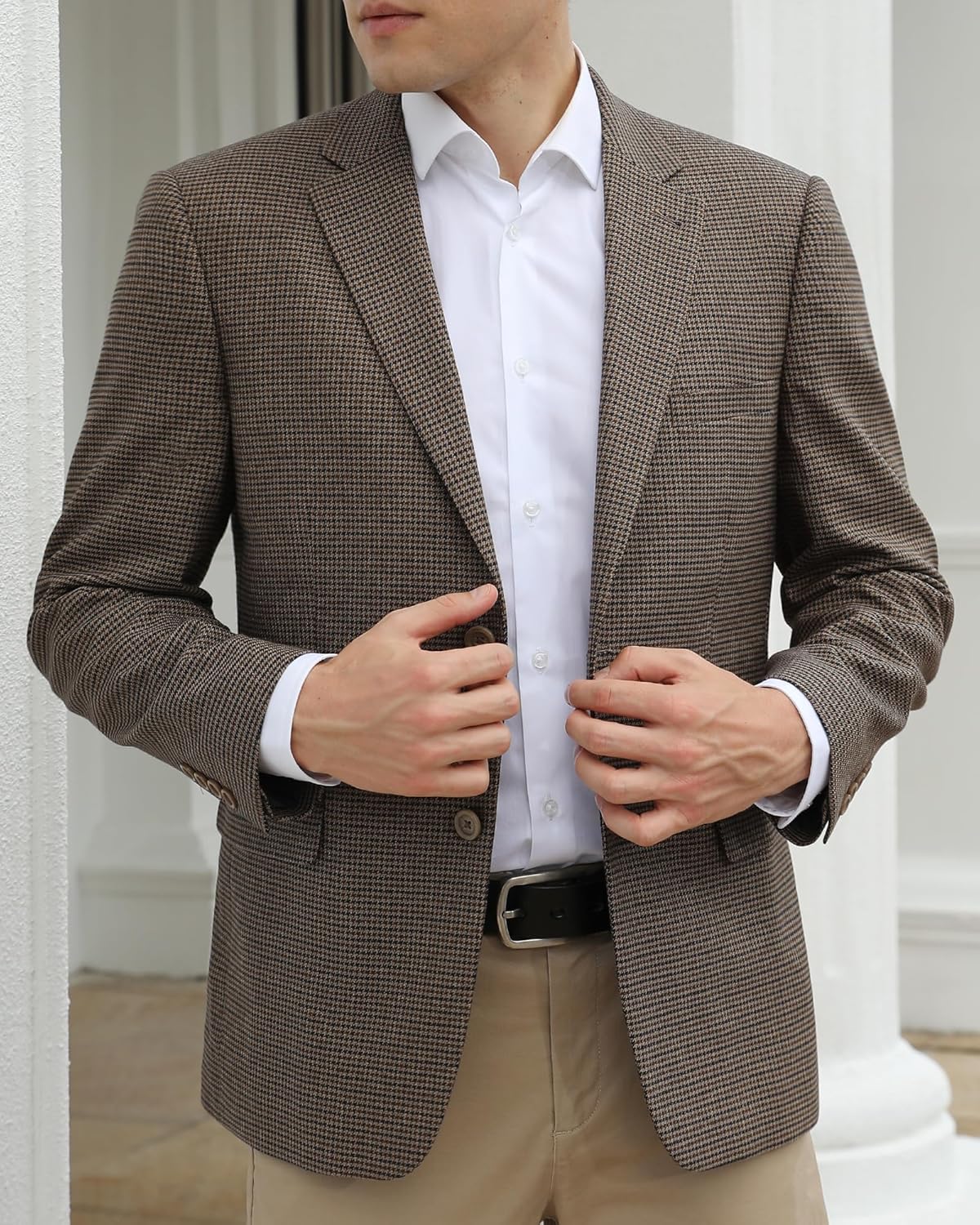 P&L Men's Classic Fit Houndstooth Blazer Sport Coat 2 Button Casual Jacket for Business, Party & Travel - Image 2