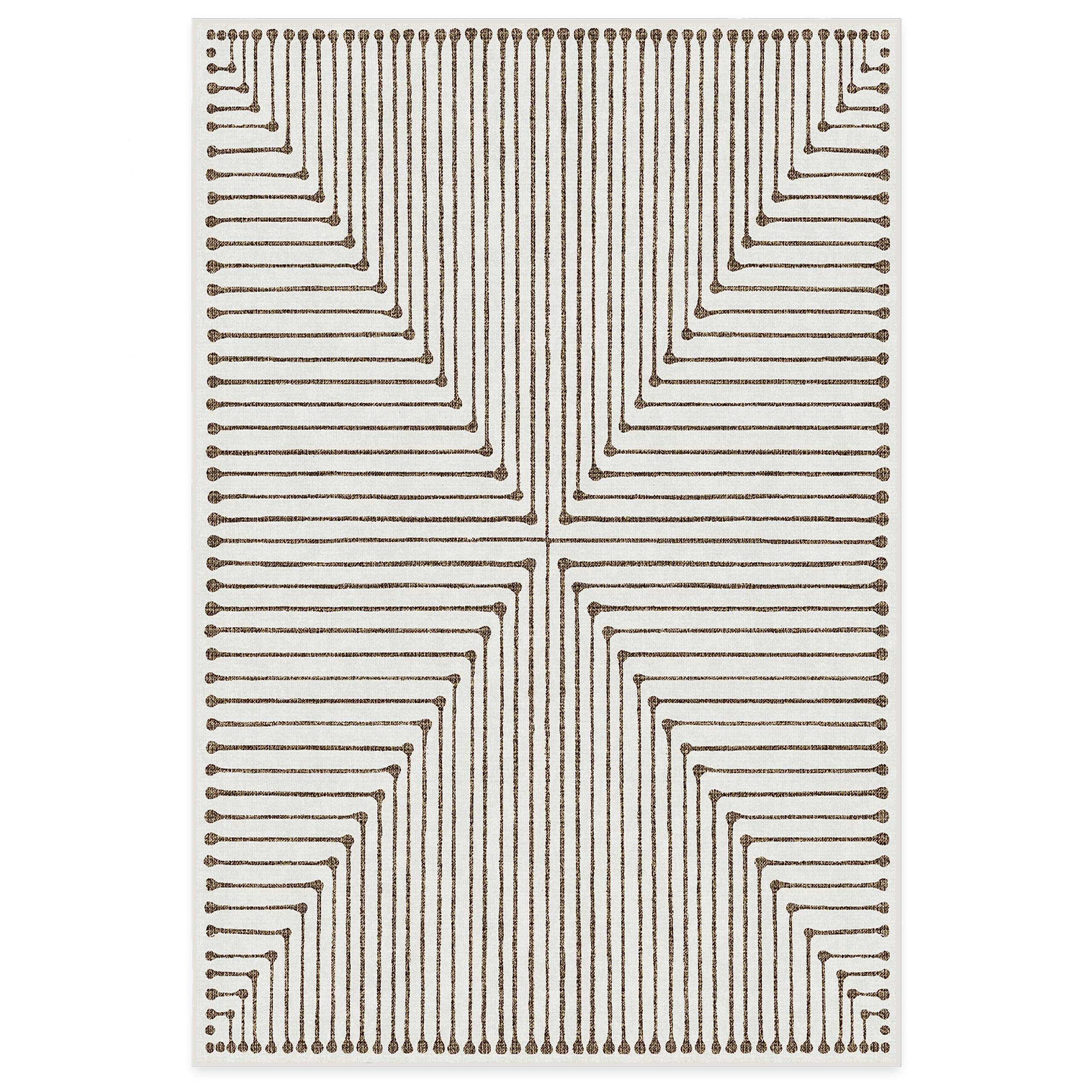 RUGGABLE x Jonathan Adler Machine Washable Modern Area Rug – Inkdrop Camel & Ivory 6x9, Stain-Resistant, Non-Slip with Cushioned Pad – Medium Rugs for Living Room, Bedroom, Hallway, Entryway & Office