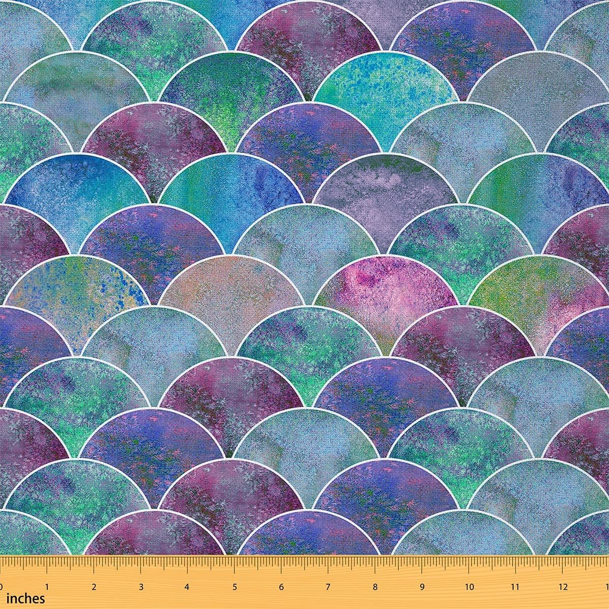 Rainbow Fabric by The Yard, Geometric Boho Abstract Decor, Colorful Ombre Lattice Triangle Indoor Outdoor, Modern Art Waterproof for Quilting Sewing, 3 Yards