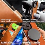 Dreem Wallet Case for iPhone 16 Pro, Revolutionary Vert/Hor Phone Stand, Magnetic Detachable Vegan Leather Flip Cover RFID Blocking Card Holder, MagSafe-Fit, Gift Box [Fibonacci: Caramel]