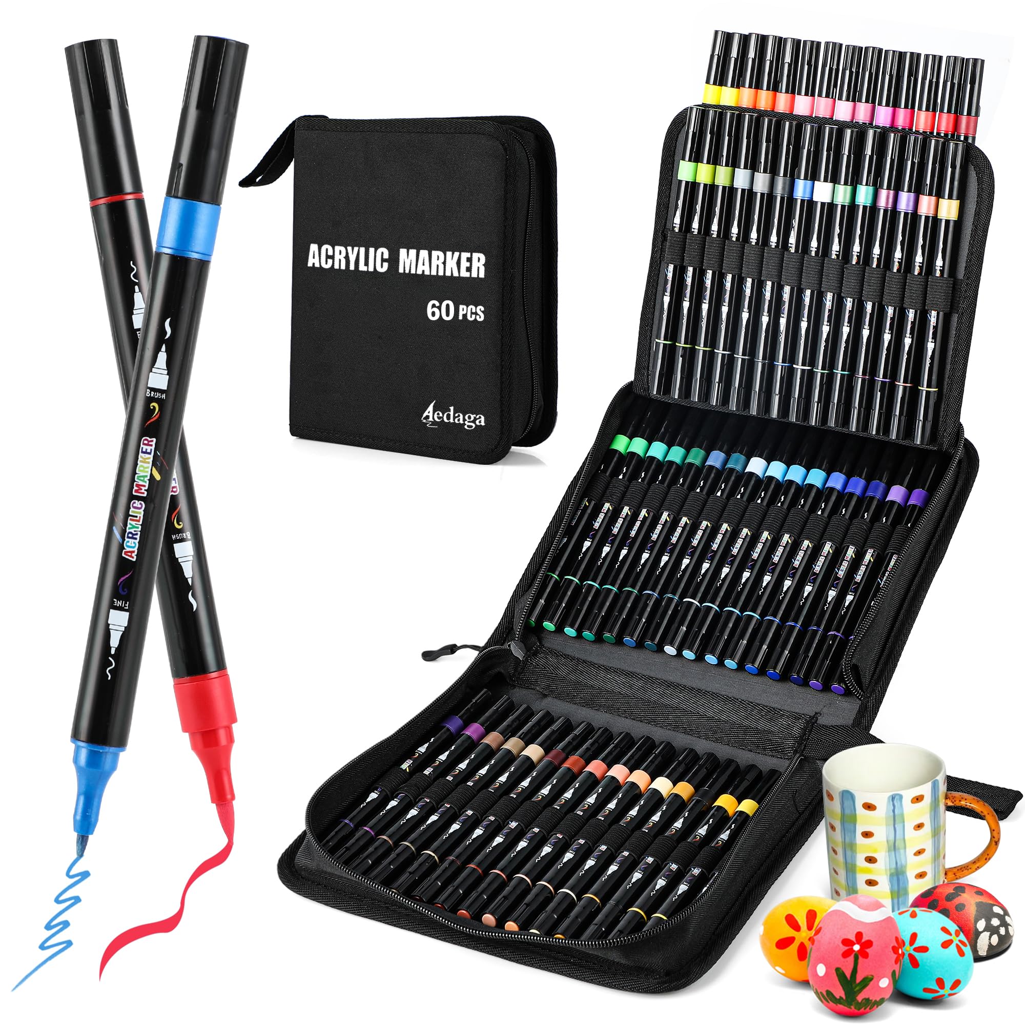 Amazon | アクリルマーカーペン セット 60色 収納バッグ付き カラー