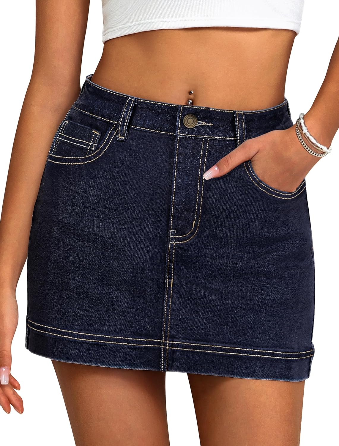 IWD Jean Skorts for Woman 2026 Trendy High Waisted Y2k Mini Skirt Stretchy Denim Shorts Skort Country Concert Outfits