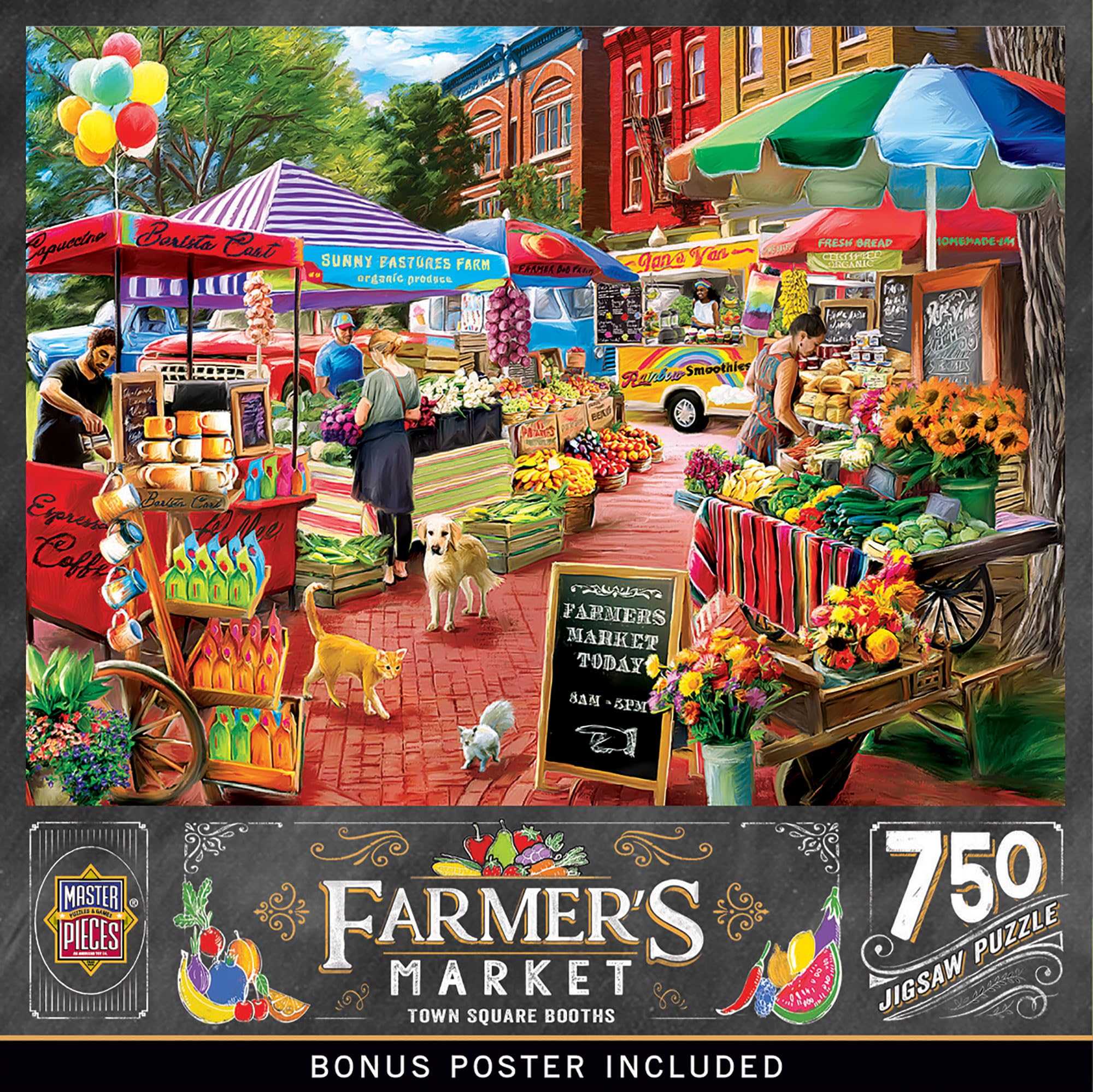 MasterPieces 750 Piece Jigsaw Puzzle for Adults, Family, Or Youth - Town Square Booths - 18"x24"
