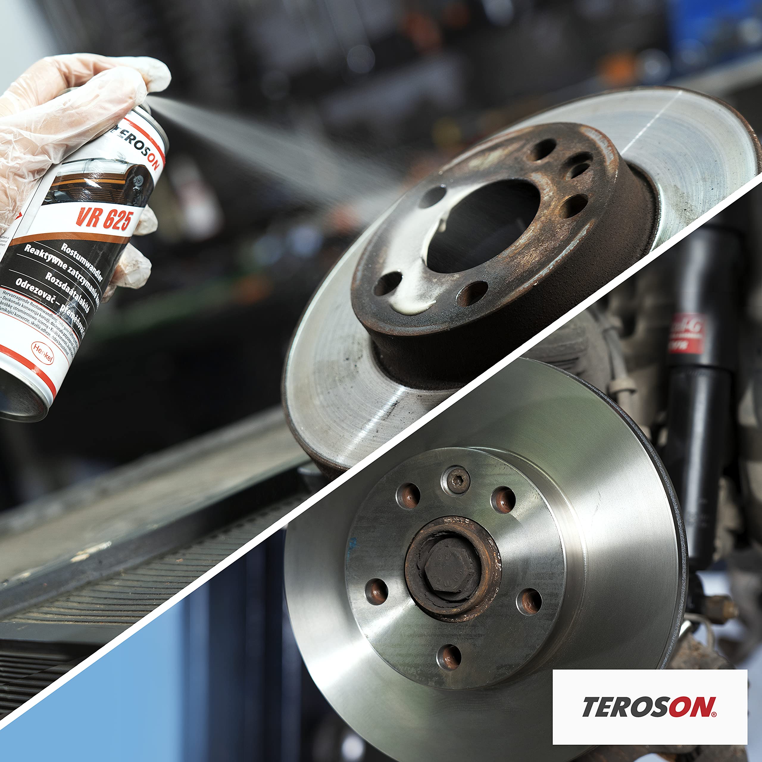 Teroson VR 625 Convertitore di ruggine a base di resine sintetiche, Spray per il trattamento di varie forme di ruggine, Convertitore di ruggine Spray con primer, 1 x 400 ml