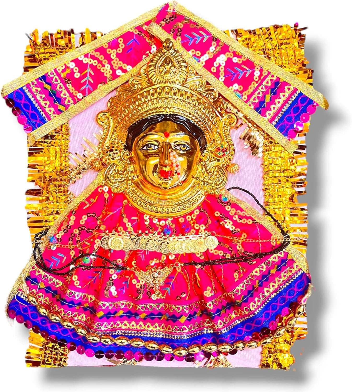 LOVENSPIRE Varalaxmi Goddess Face Set Devi MATA Mukhota Face Idol with Velvet Dress Jewelry for Vara Lakshmi Vratam Navaratri Margashirsha Vratha Pooja Temple - Mahalaxmi Goddess Face