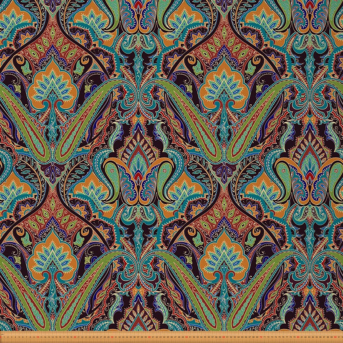 Loussiesd Paisley Upholstery Fabric,Boho Mandala Fabric by The Yard,Hippie Mandala Fabric for Upholstery and Home DIY Projects,Exotic Floral Outdoor Fabric,1 Yard,(L92*W150cm) Green Yellow
