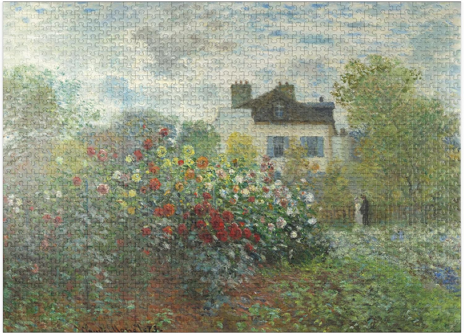 MyPuzzle The Artists Garden in Argenteuil A Corner of The Garden with Dahlias 1873 By Claude Monet - Premium 1000 Piece Jigsaw Puzzle for Adults