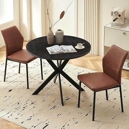 Miniatura 27 de Juego de mesa de comedor redonda de 37 pulgadas para 4, moderno juego de café de cocina de círculo pequeño para apartamento, sala de estar, oficina,