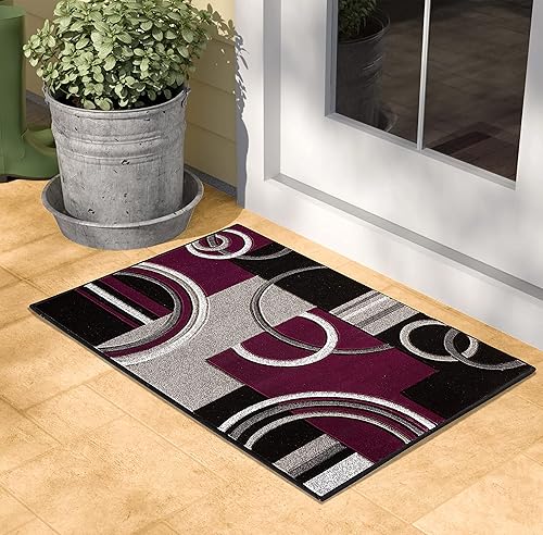 Miniatura 1 de Glory Rugs - Tapete geométrico suave, alfombra contemporánea con textura mullida prémium para interior, sala de estar, comedor y dormitorio (2 x 3