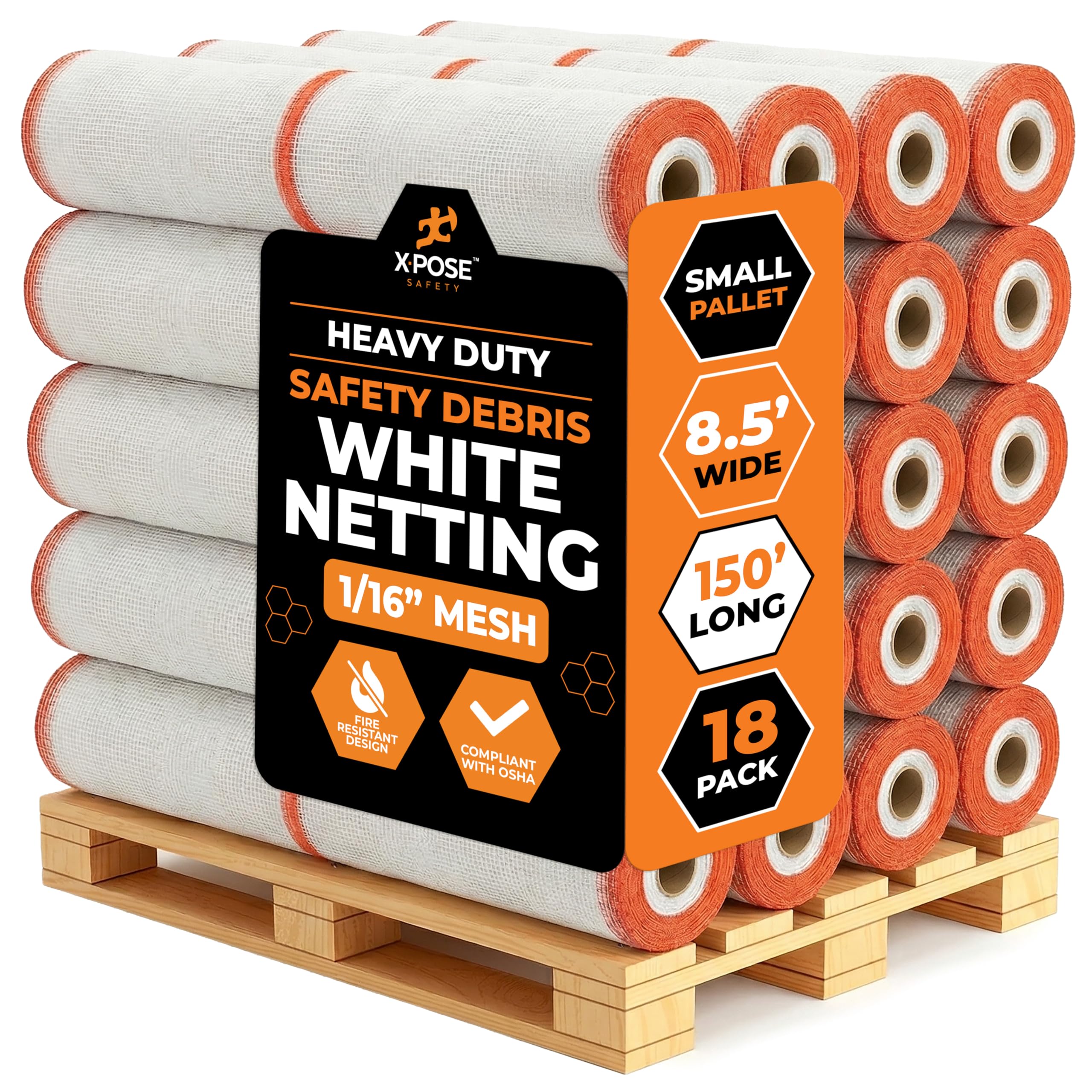 Xpose Safety Debris Netting for Construction – 8.5’ x 150’, 1/6"