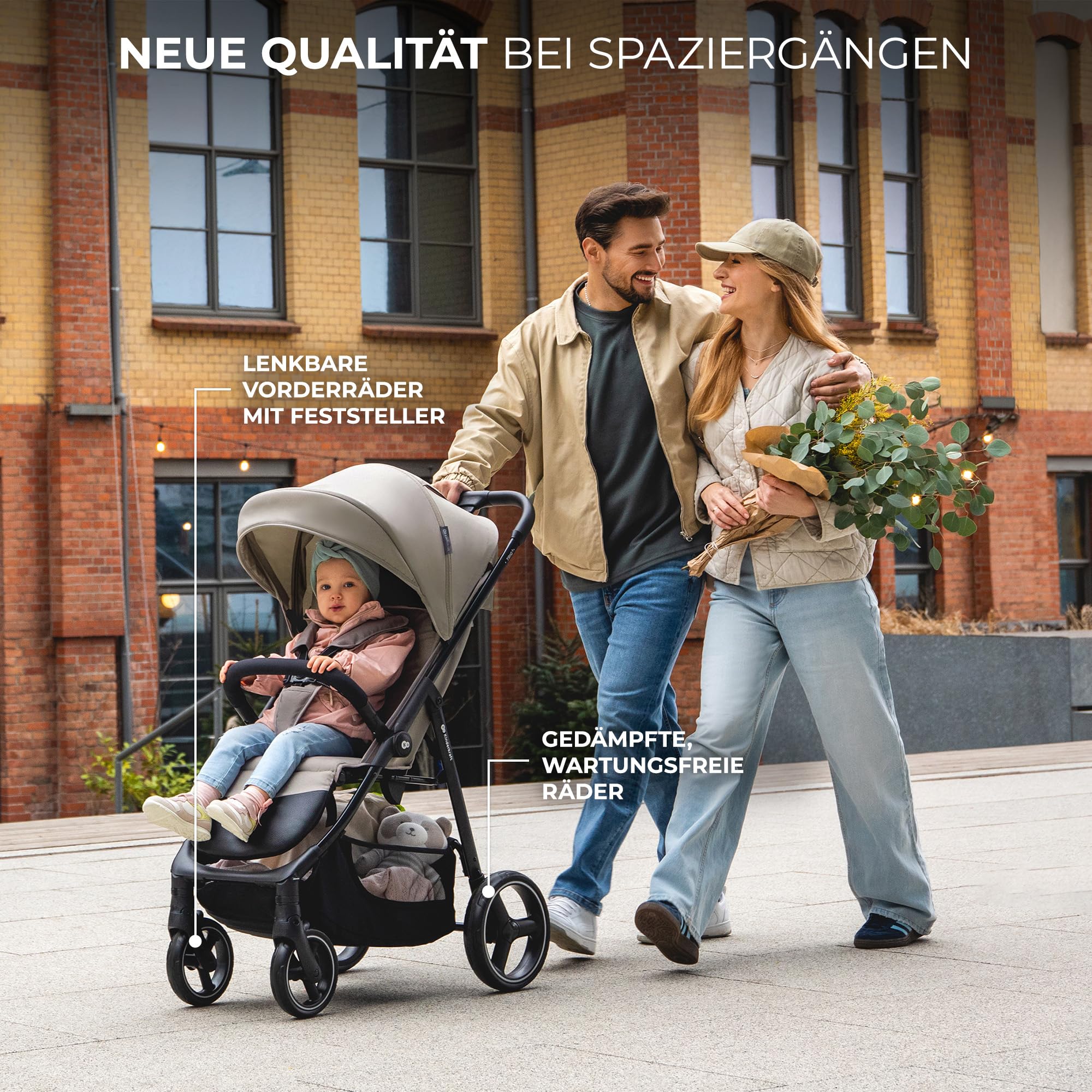 Kinderkraft TRIG 3 Kinderwagen, Liegewagen, Sportwagen, bis 25 kg, Grau