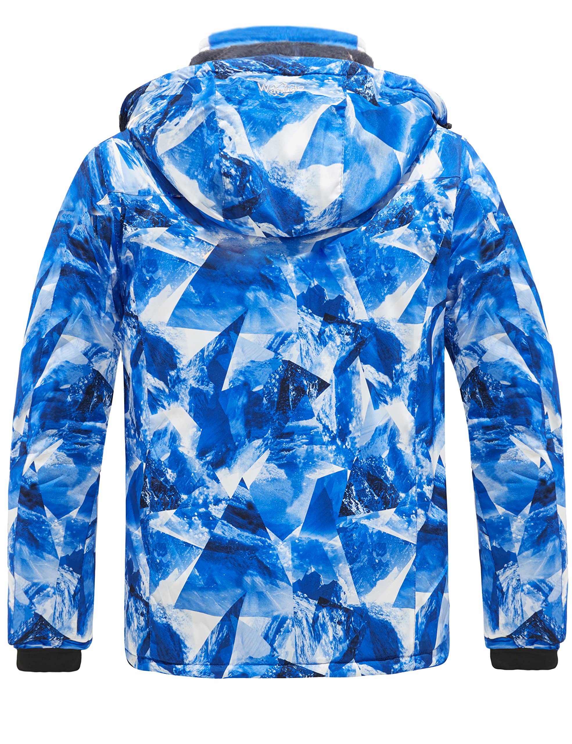 Wantdo Giacca da Sci Montagna Calda Invernale Parka da Neve Imbottita Cappotto da Snowboard in Pile Giubbotto con Cappuccio Impermeabile Uomo