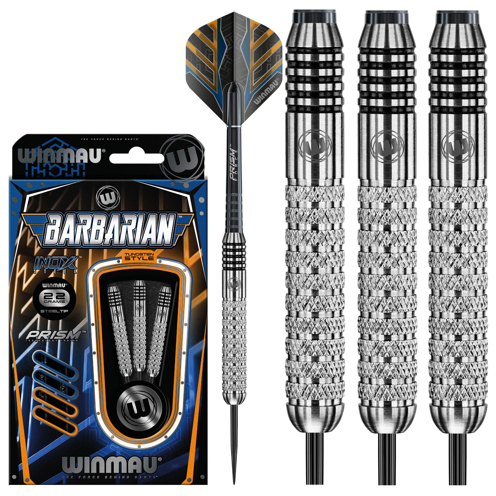 WINMAU Barbarian 20-24 gram Tungsten Style Darts with Prism Flights and Shafts (Stems)