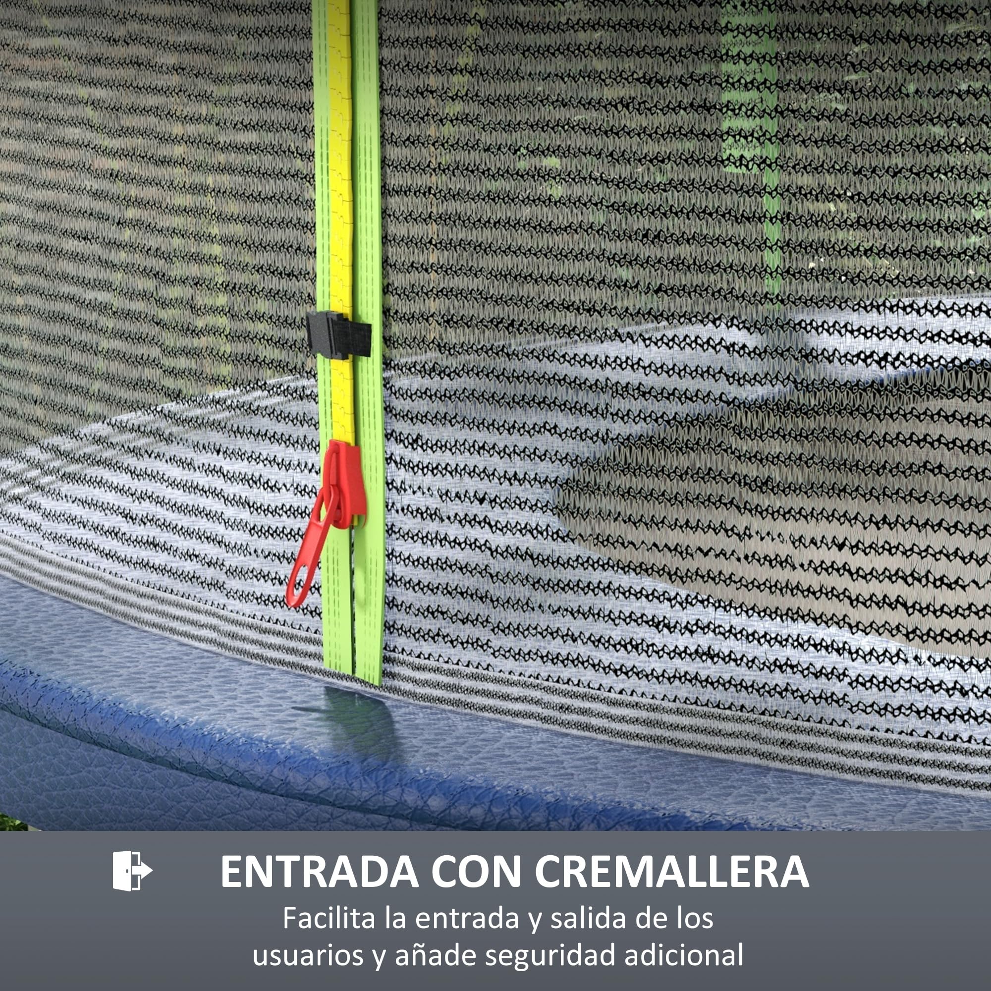 SPORTNOW Red de Seguridad para Cama Elástica Ø244 cm 6 Postes Rectos Verde | Red de Trampolín Redondo, para Exterior, Protectora para Cama Elástica