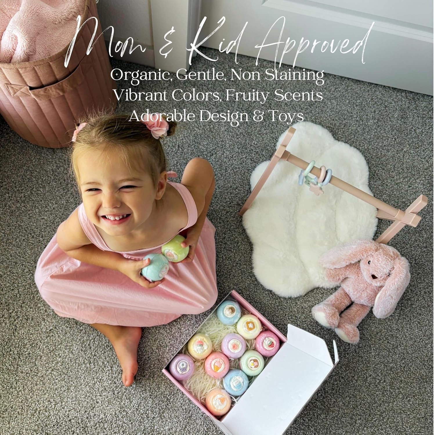 EvolutionUSA 12pc Bloom Bath Bombs with Toys, Adorable Girl Bath Bomb Set, Bubbly Kids Bathbombs, Fizzy Bath Ball, Kids Bath Bombs for Girls, Childrens Bath Bomb Set Easter, Birthday Gift