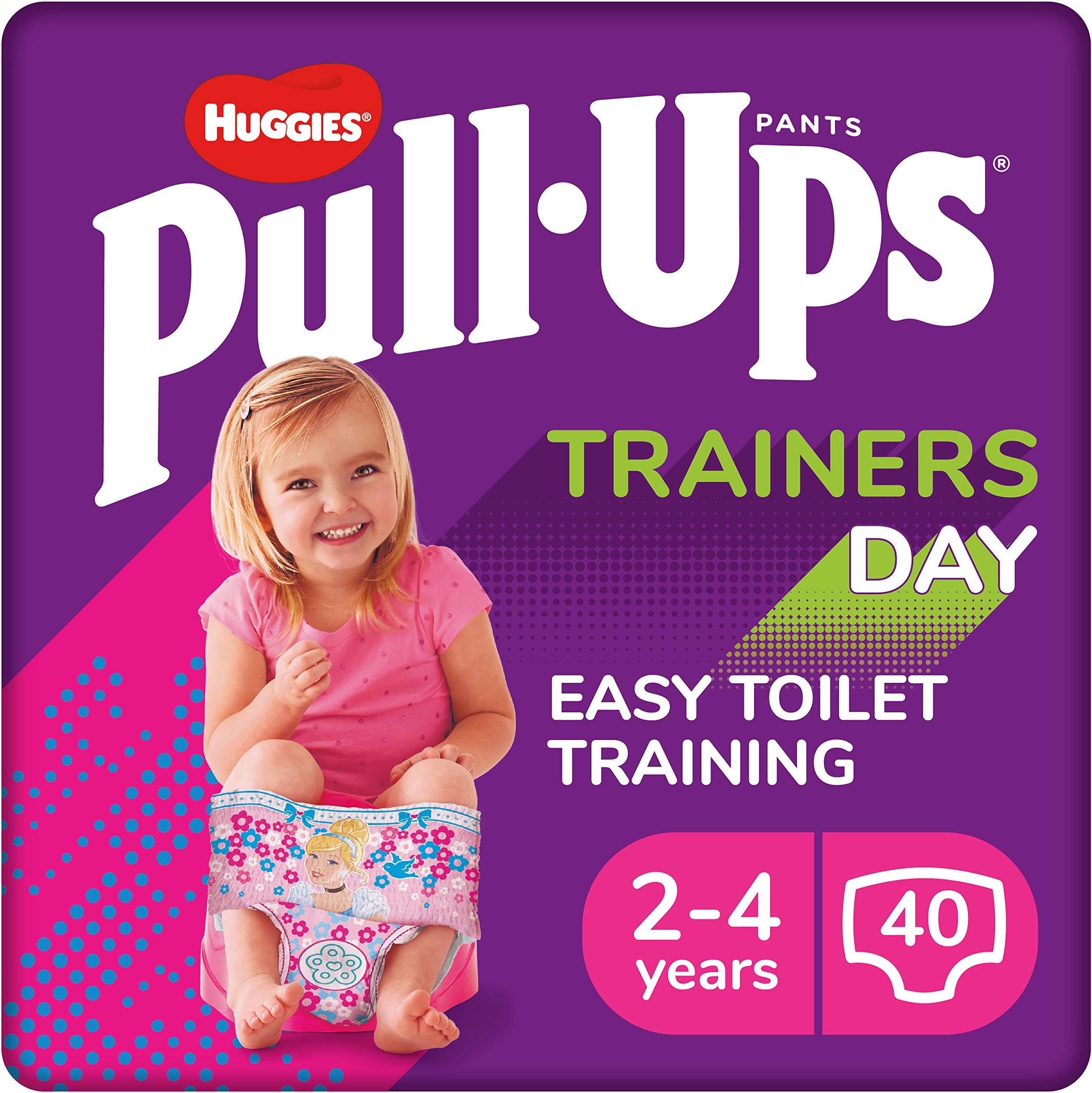 Pull-Ups Trainer Nappy Pants for Girls - 2-4 Years, Size 6-7 (40 Pants) - Essential for Easy Toilet Training - Learn Wet From Dry