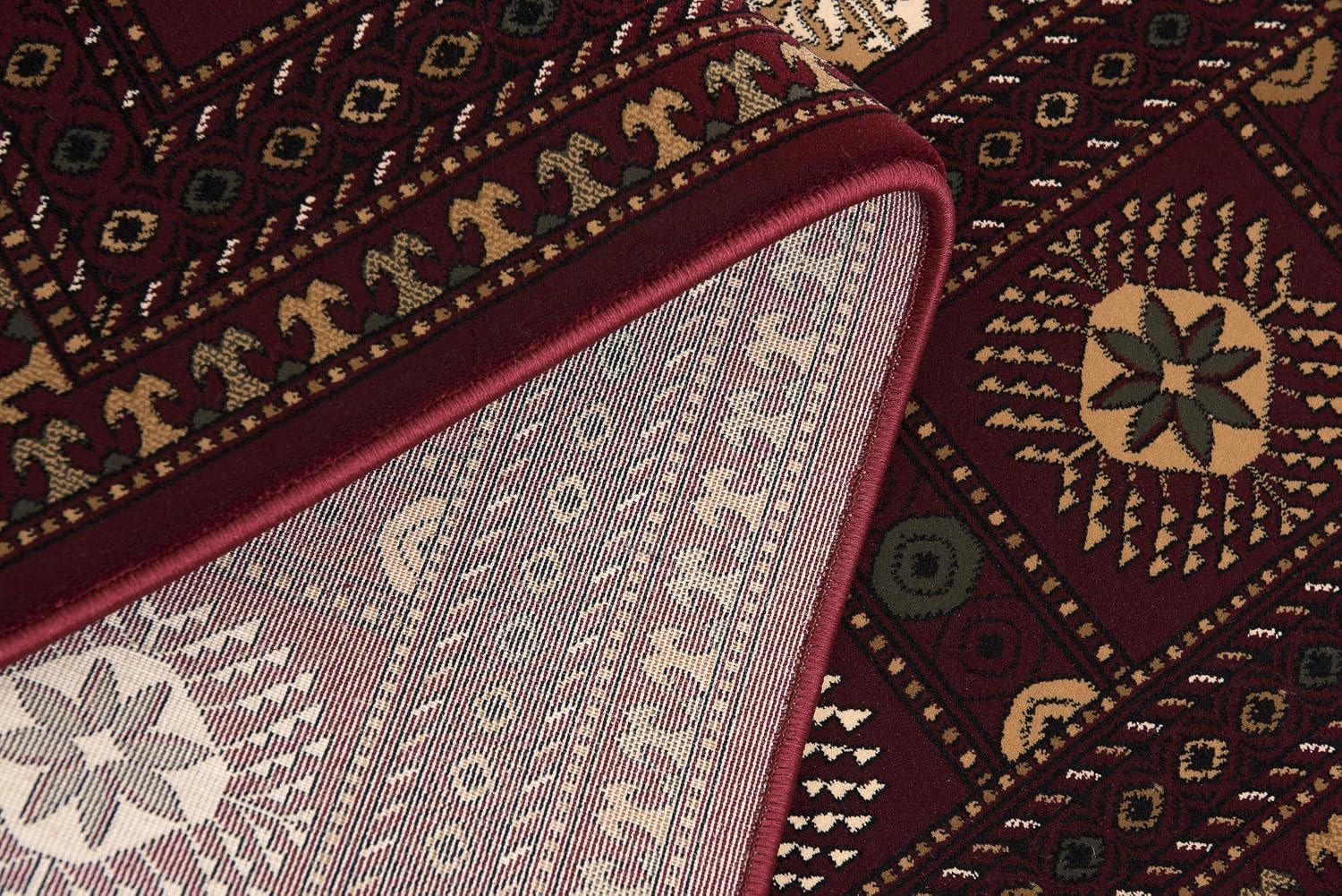 RUG BRANCH Majestic Afghan Persian Chobi Red Beige Indoor Runner Rug for Entryway, Hallway, Bathroom, and Kitchen - 3' x 15' (Exact Size: 2'8" X 15')