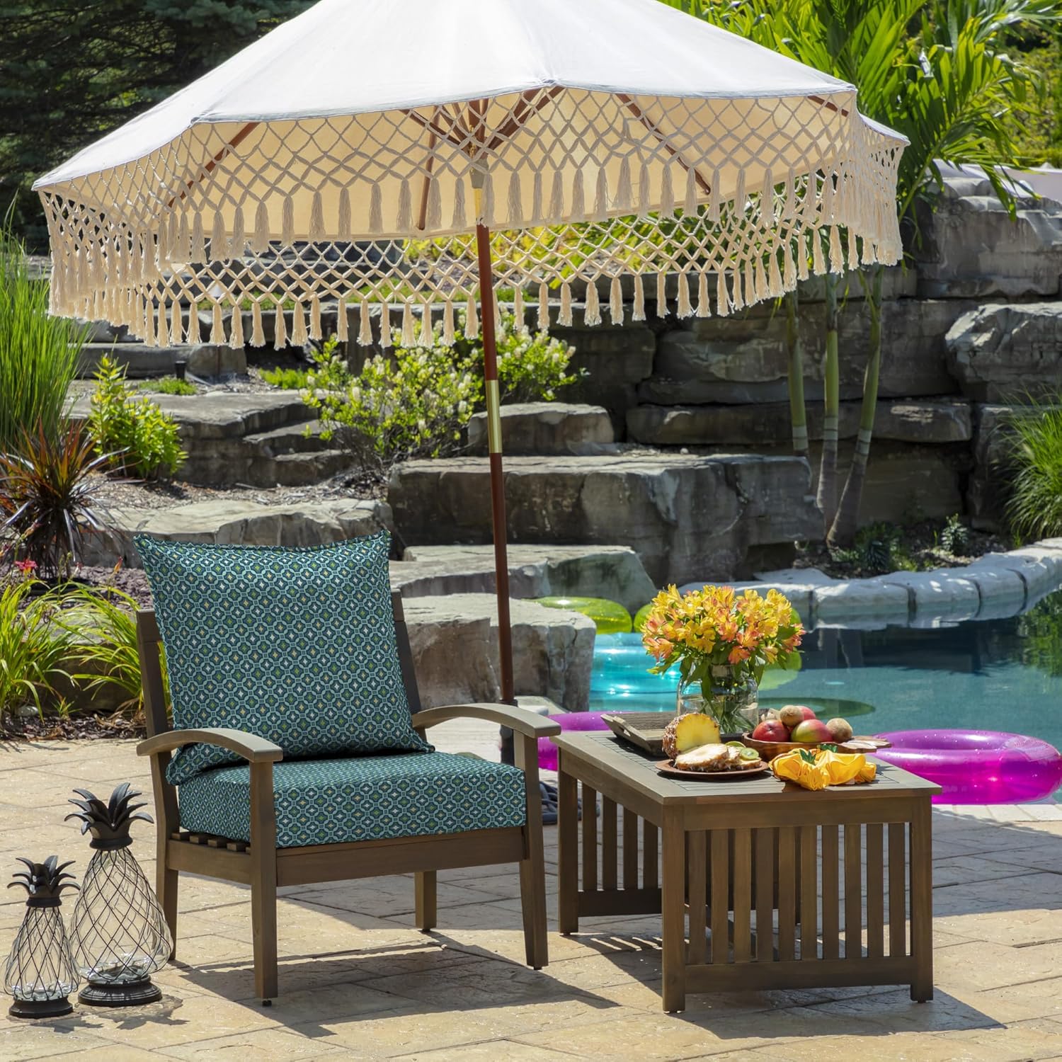 Arden Outdoor Deep Seat Cushion Set, 22 in x 24 in, Weather-Proof, Rain-Proof, Fade Resistant Patio Cushion Alana Tile