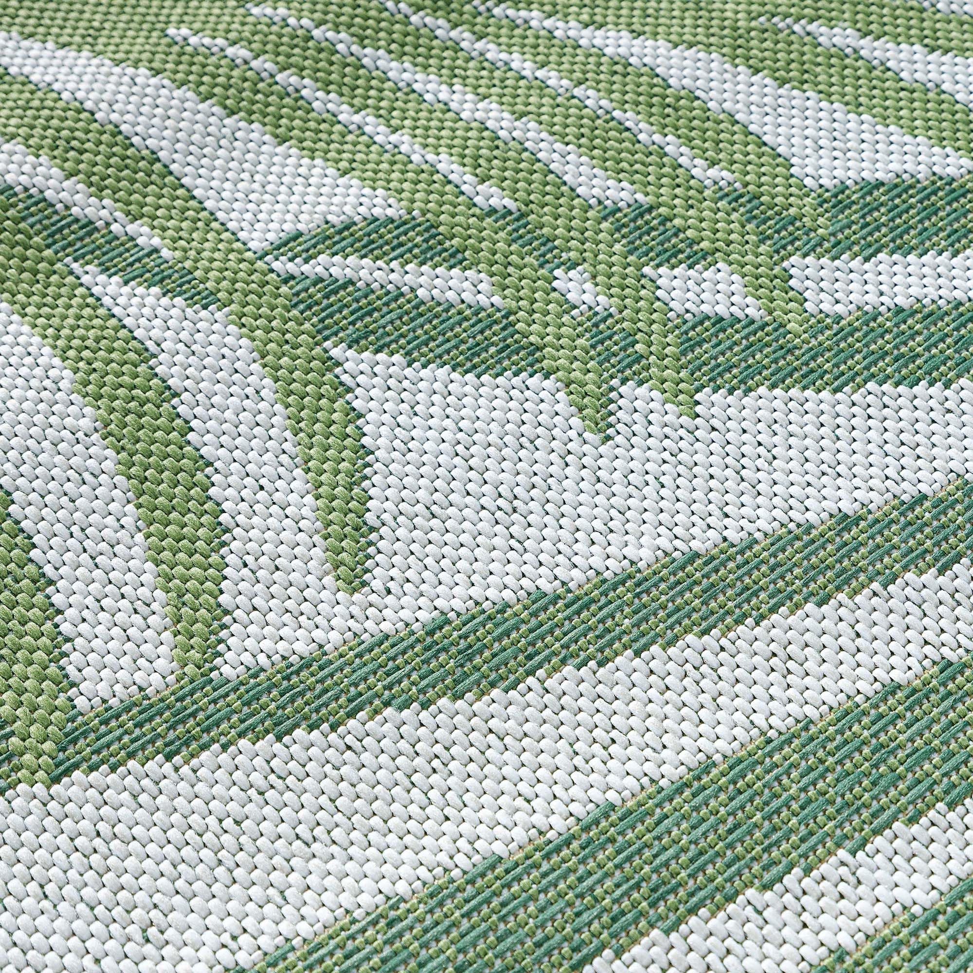Taracarpet wetterfester In- & Outdoor Teppich für Balkon, Wohnzimmer & Küche, Flachgewebe in Sisaloptik Floral grün 160x220 cm