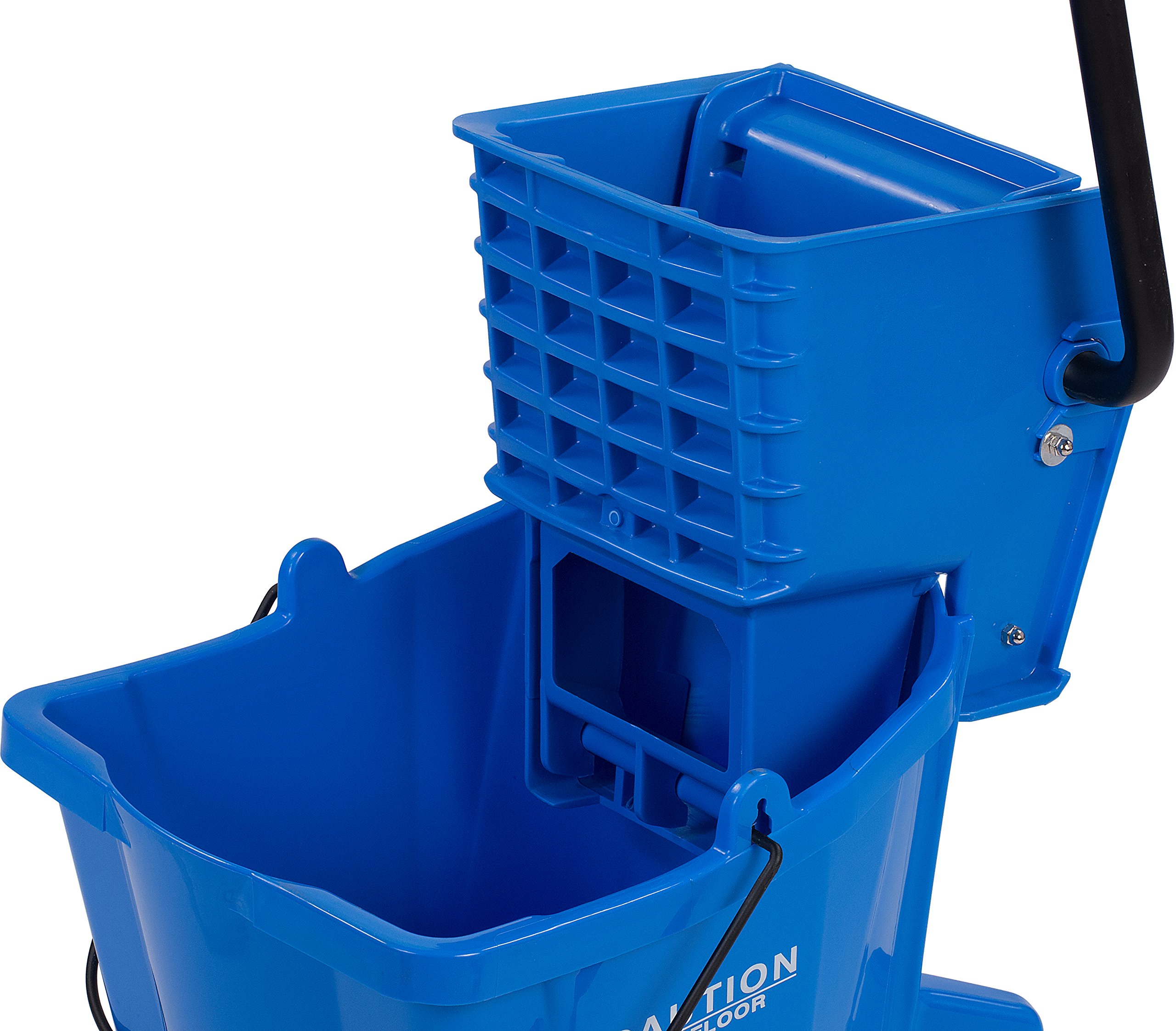 CFS - Secchio per mocio commerciale in plastica con strizzatore laterale, 26 litri, colore: blu