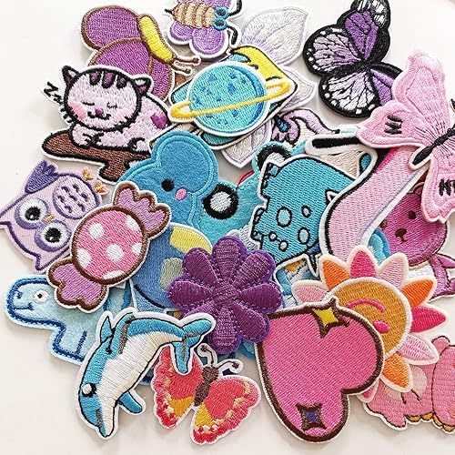 Miniatura 4 de 30 parches bordados para planchar en varios tamaños, parches de bricolaje para ropa, chaquetas, jeans, pantalones, mochilas, colores mezclados,