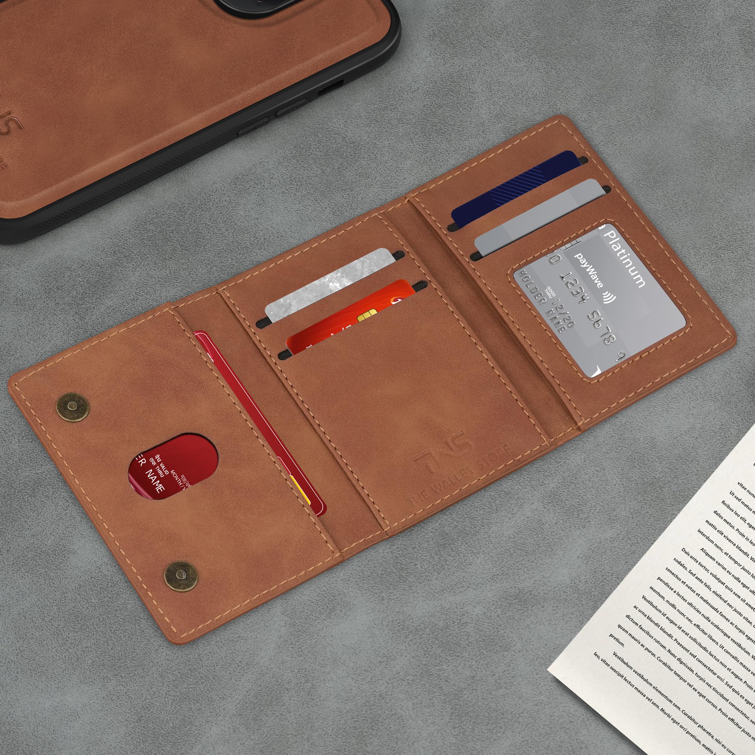 The Wallet Store Magna Suede Vegan Leather Cardholder (Tan)