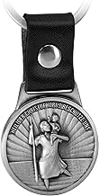 FABACH Christophorus Schlüsselanhänger am Lederband - Schutzpatron für Autofahrer und Reisende - Heilige Christophorus Plakette Auto Glücksbringer - Schutzengel Auto Motorrad Anhänger modern