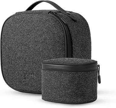 KIWI design P4 Portable Carrying Case for Quest 3S / Quest 3 / Quest 2 / Vision Pro, Black, Minimalist Aesthetics