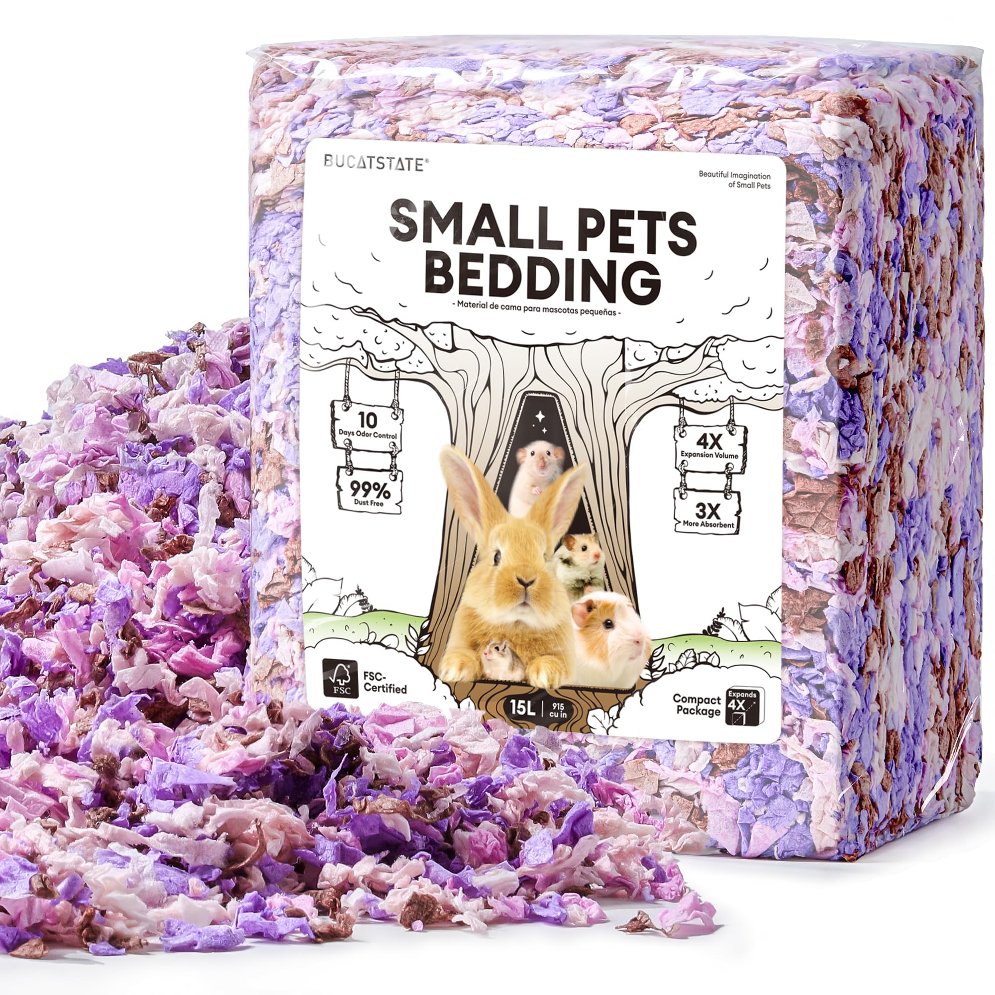 BUCATSTATE Hamster Paper Bedding 15L, Truly 99% Dust-Free (Wildflower)