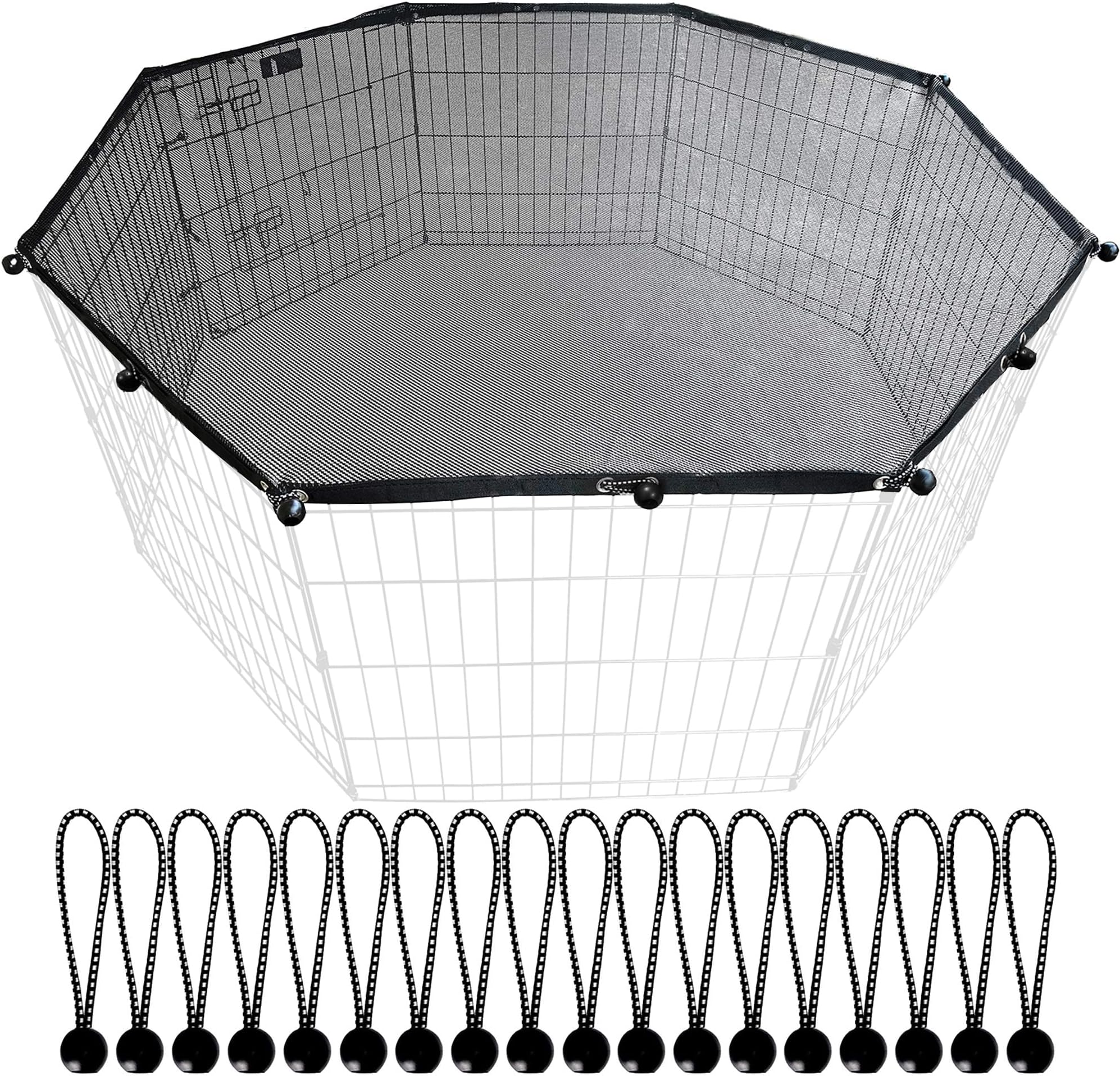 Universal Octagonal Dog Playpen Top Cover, Provide Shade and Security for Pets Outdoor and Indoor, Fits All 24" Wide 8 Panel Pet Exercise Pen (8x24 W Cover, Mesh)