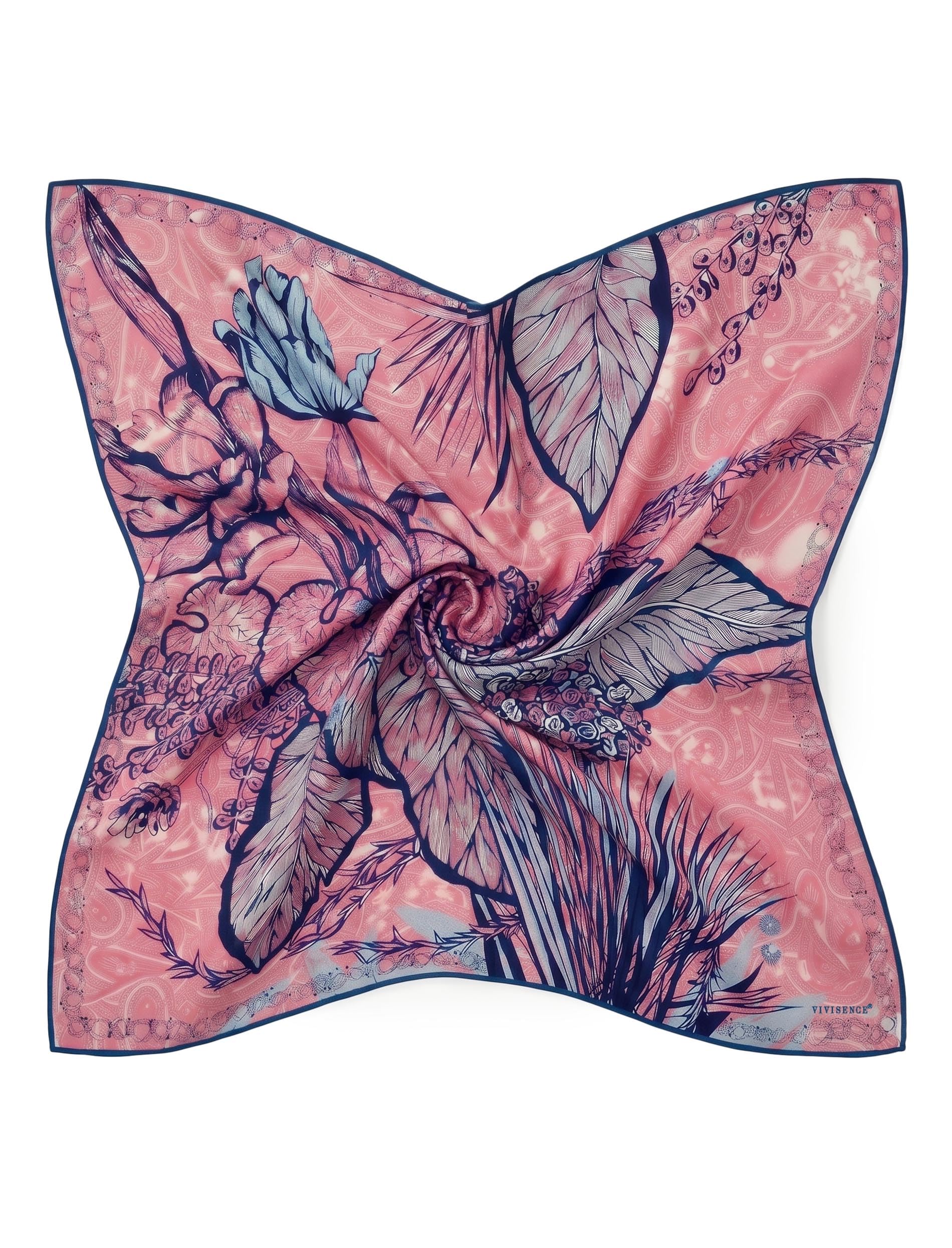 Vivisence Damski jedwabny szalik kwadratowy 90 x 90 cm bandana ręcznie zwijane krawędzie uniwersalna stylizacja