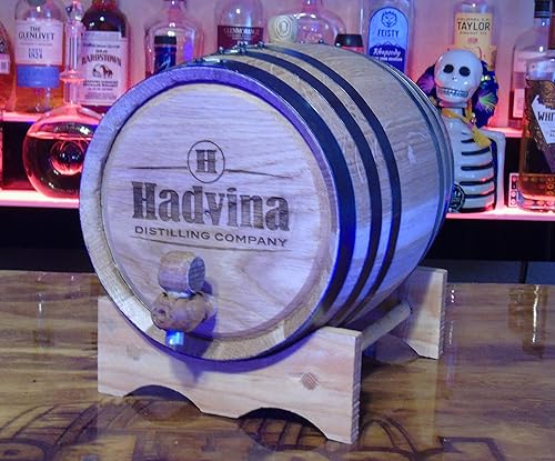 Miniatura 2 de Barriles de envejecimiento de roble blanco americano auténticos grabados (2 litros) - Barriles de envejecimiento de madera nuevos para whisky,