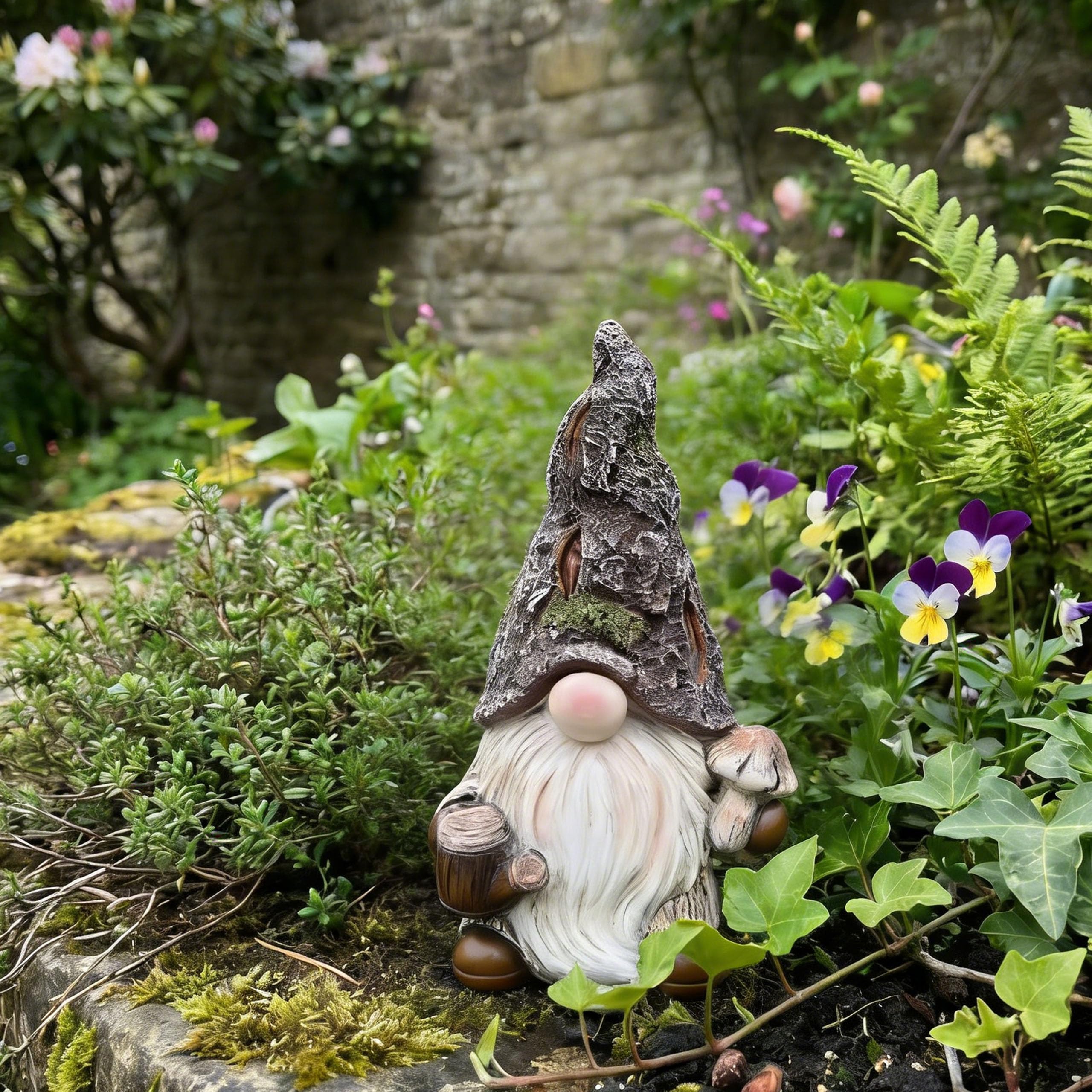 Nain de Jardin Rigolo pour Extérieur & Intérieur - Figurine de Jardin Résistante aux Intempéries Aspect Pierre - Statue Nain Peinte à la Main pour Balcon, Terrasse & Pelouse - Idée Cadeau Originale